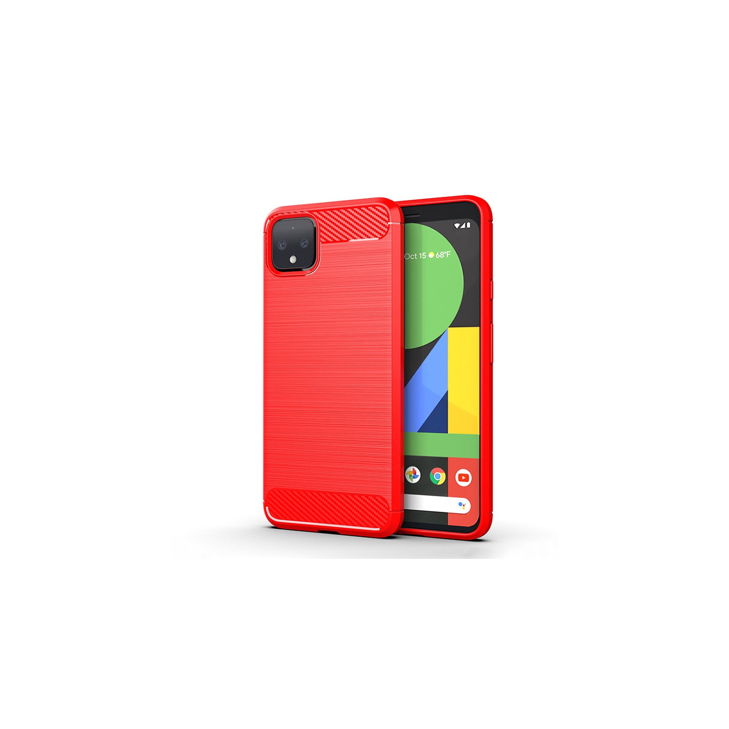 PANDACO Red Brushed Metal Case for Google Pixel 4 XL