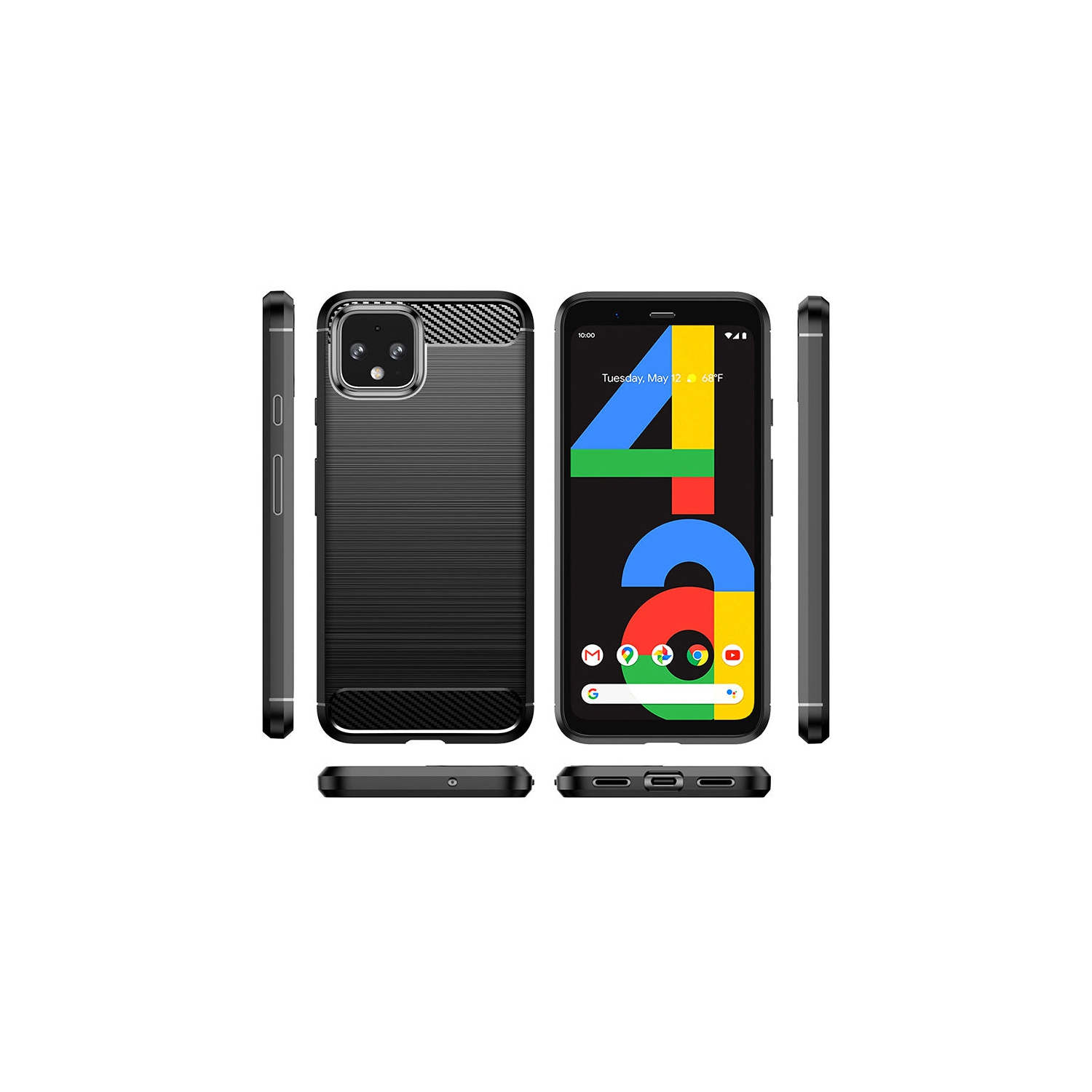 PANDACO Red Brushed Metal Case for Google Pixel 4 XL