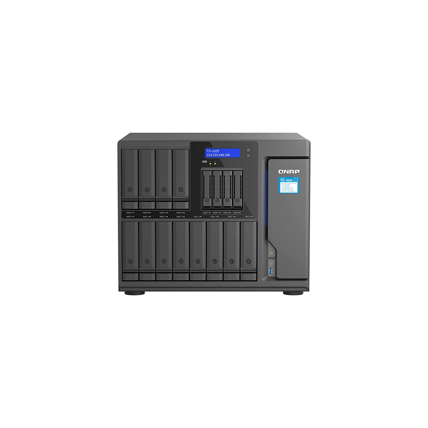 QNAP TS-1655-8G-US 16 Bay haute performance et NAS hybride haute capacité avec processeur 8 cœurs Intel® Atom®, double 2,5GbE et disponibilité à long