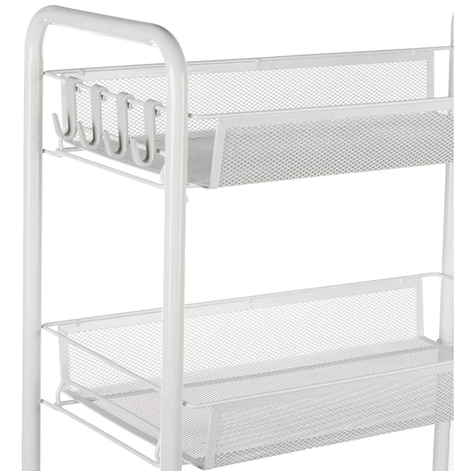 4-Tier Rolling Storage Rack Cart Organizer, Utility Mobile Metal Mesh Trolley with Wire Basket Shelving, Cart on Wheels for Kitchen Office Bathroom,