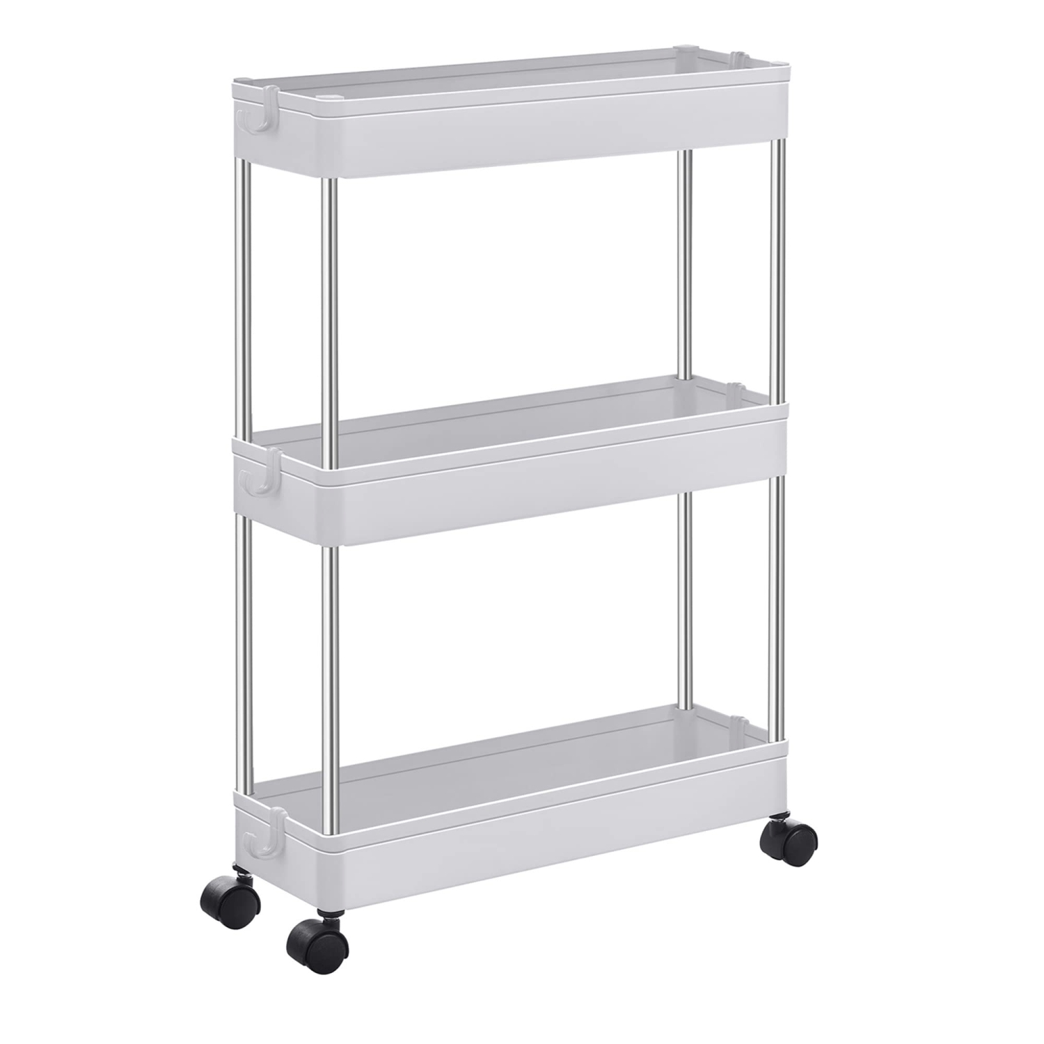 3-Tier Rolling Cart, Storage Cart with Wheels, Space-Saving Rolling Storage Cart, for Bathroom, Kitchen, Living Room, Office, 15.7 x 5.3 x 23.6