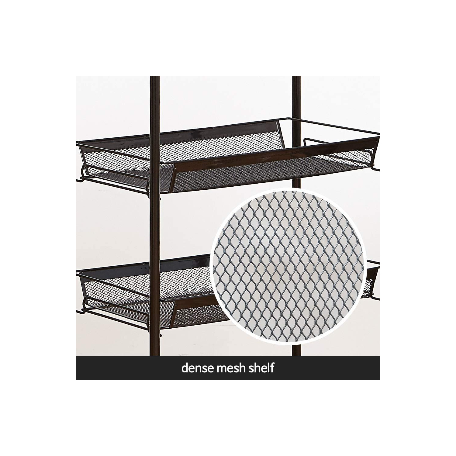 4-Tier Rolling Storage Rack Cart Organizer, Utility Mobile Metal Mesh Trolley with Wire Basket Shelving, Cart on Wheels for Kitchen Office Bathroom,