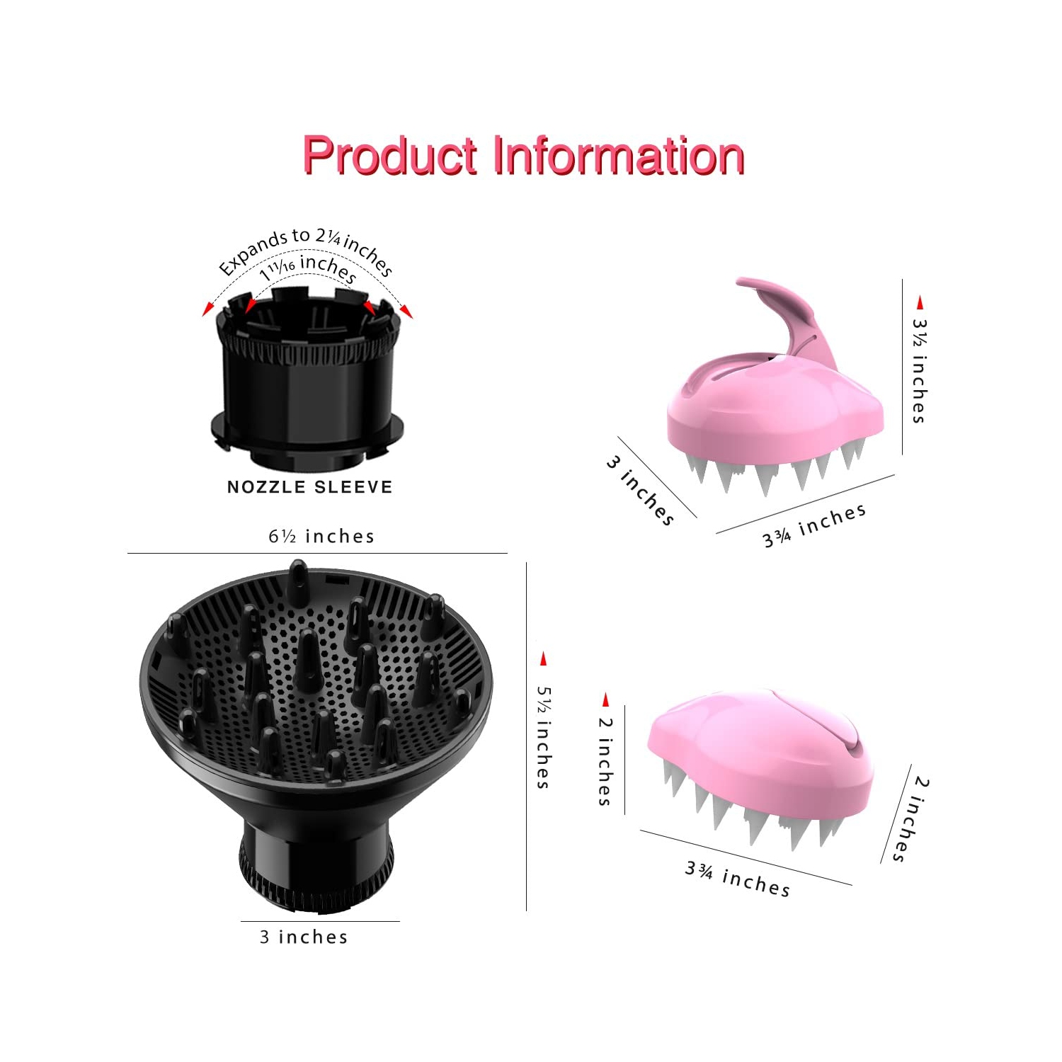 New Universal Hair Diffuser Attachment for Blow Dryers with 1.5-inch to 2.4-inch for Curly & Wavy Hair, Professional Hair Dryer Diffuser with Shampoo