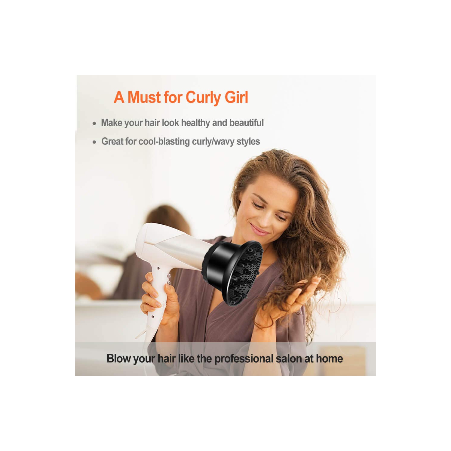 Universal Hair Diffuser, Hair Dryer Diffuser Attachment for Curly and Natural Wavy Hair, Professional Blow Dryer Diffuser, Adjustable from 1.4 Inch