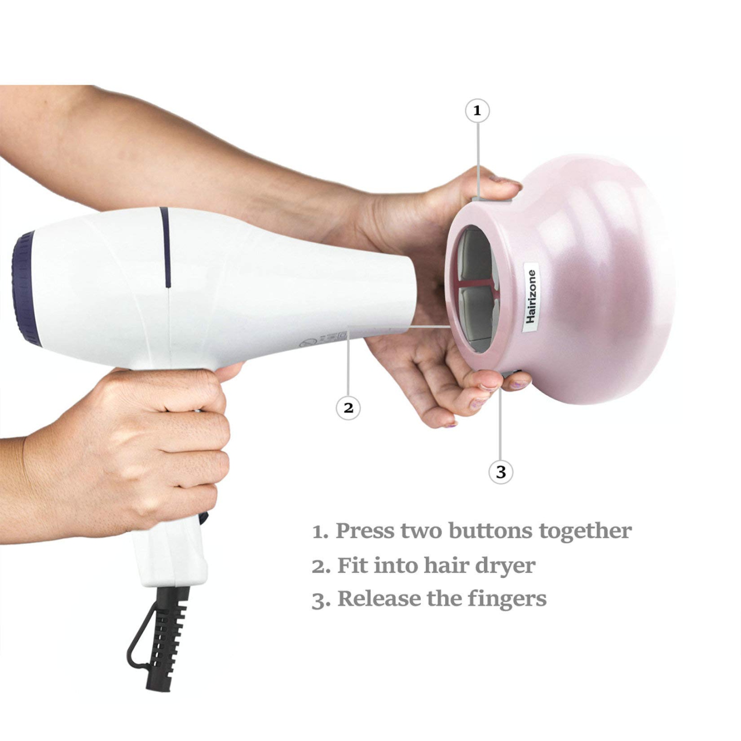 airizone Universal Hair Diffuser Adaptable for Blow Dryers with D-1.7-Inch to 2.6-Inch for Curly or Wavy Hair, Pink