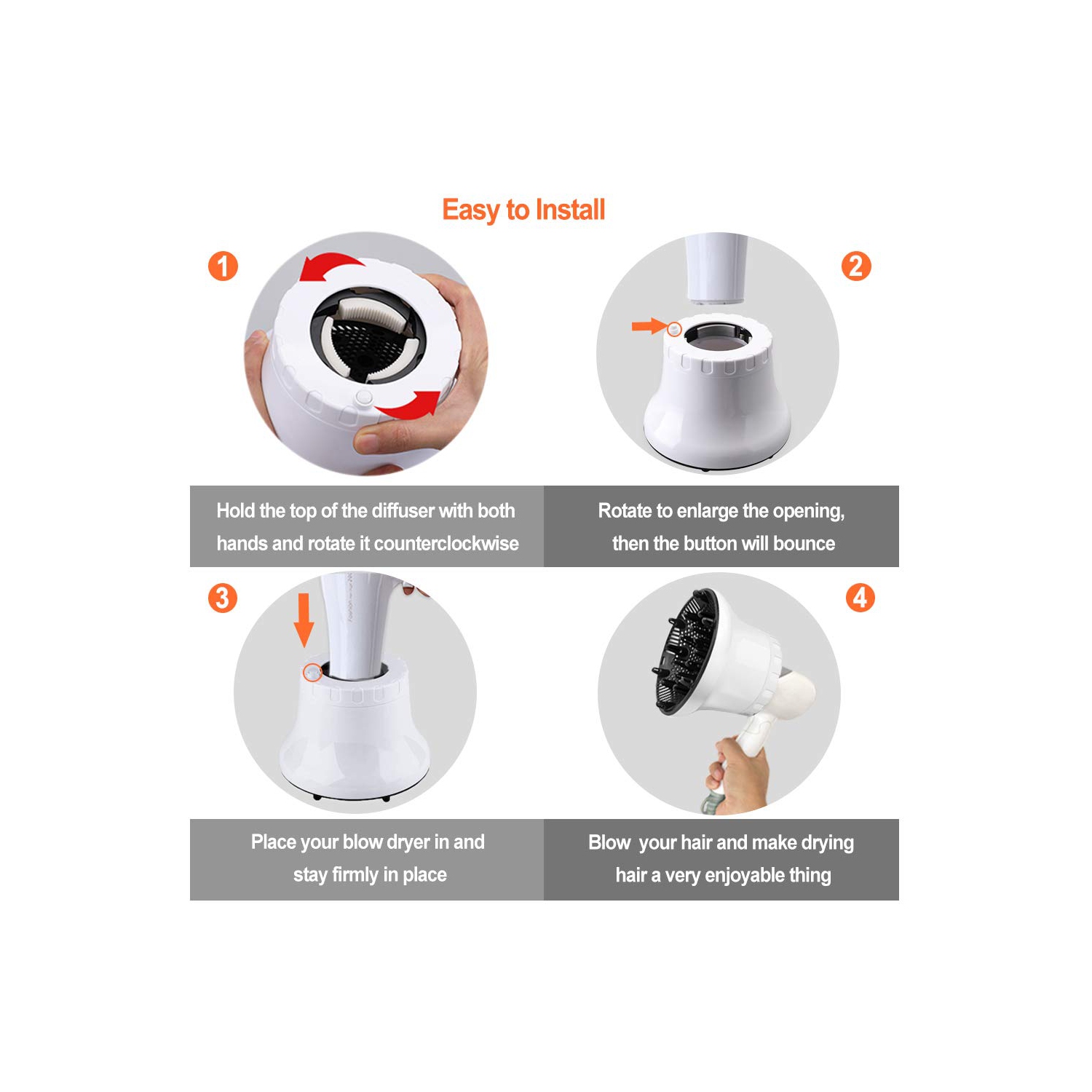 Diffuseur universel pour cheveux, diffuseur pour sèche-cheveux pour cheveux frisés et ondulés naturels, diffuseur de séchoir professionnel réglable