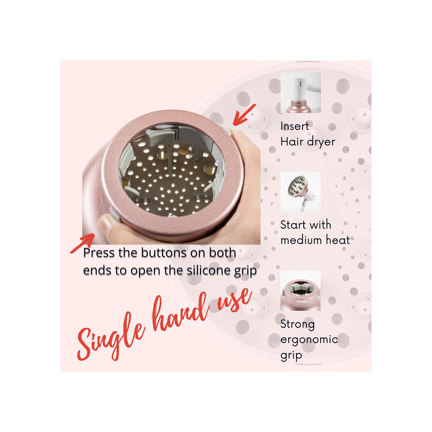 Universal Hair Diffuser “Super Sturdy” 4.4-6.6 cm for Natural Curly and Wavy Hair, Hair Dryer Attachment
