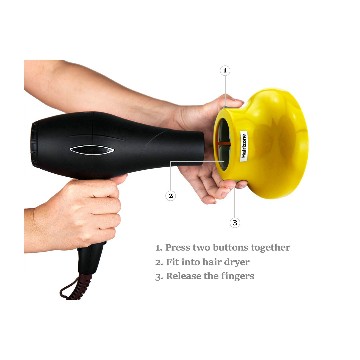 Universal Hair Diffuser Adaptable for Blow Dryers with D-1.7- Inch to 2.6-Inch for Curly or Wavy Hair, Lemon