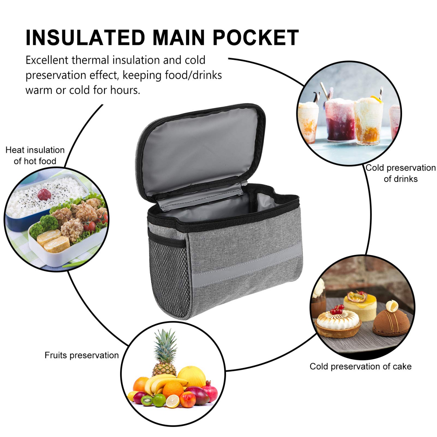 Sac de guidon de vélo, sac de cadre de vélo, sac de vélo avant, sac pour paniers à vélo, sac à bandoulière avec bande réfléchissante