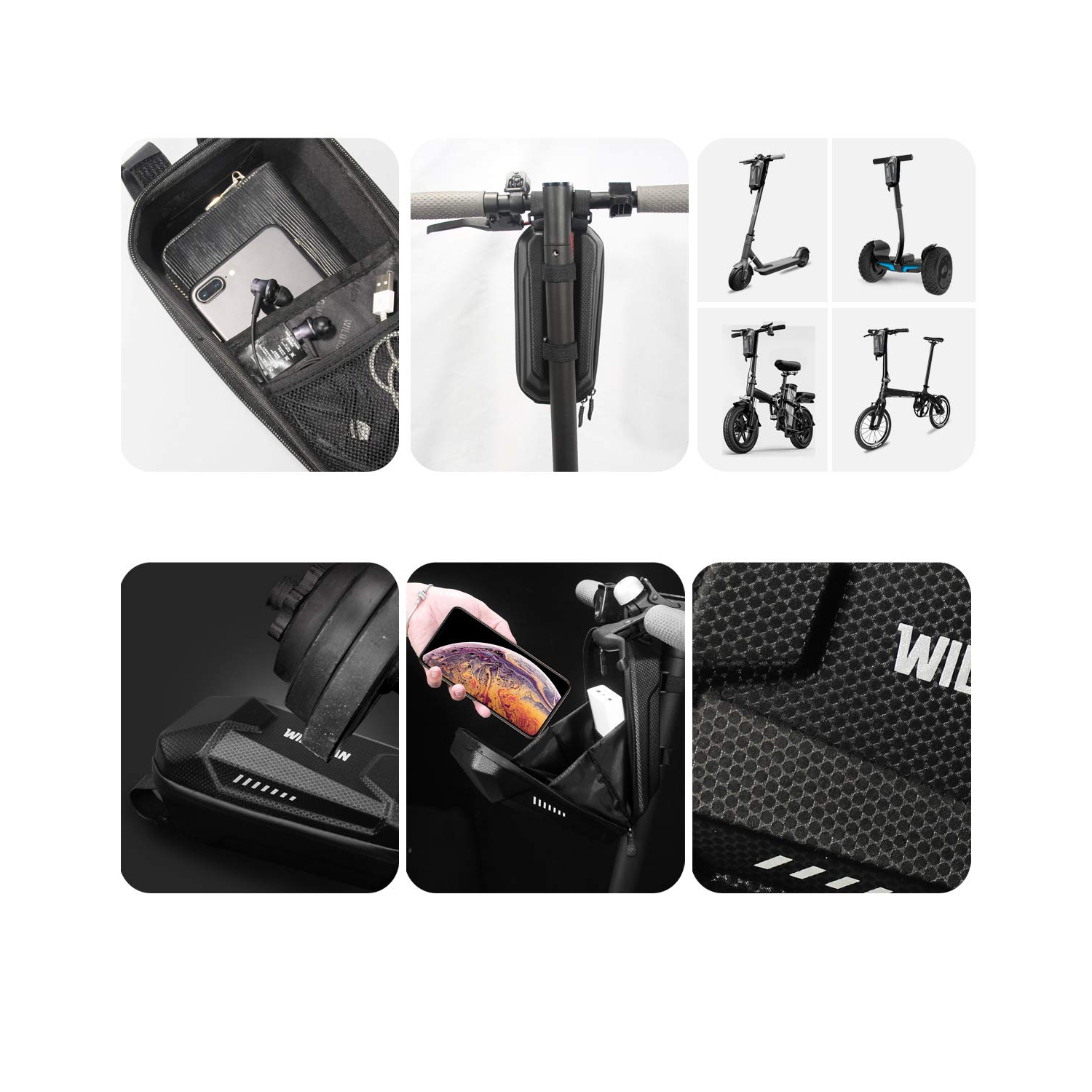 Scooter Storage Bag, Scooter Handlebar Bag, Waterproof Durable EVA Front Hanging Bag for Mijia M365 Segway Ninebot ES ES1/ES2/ES3/ES4 Fit for Wallet