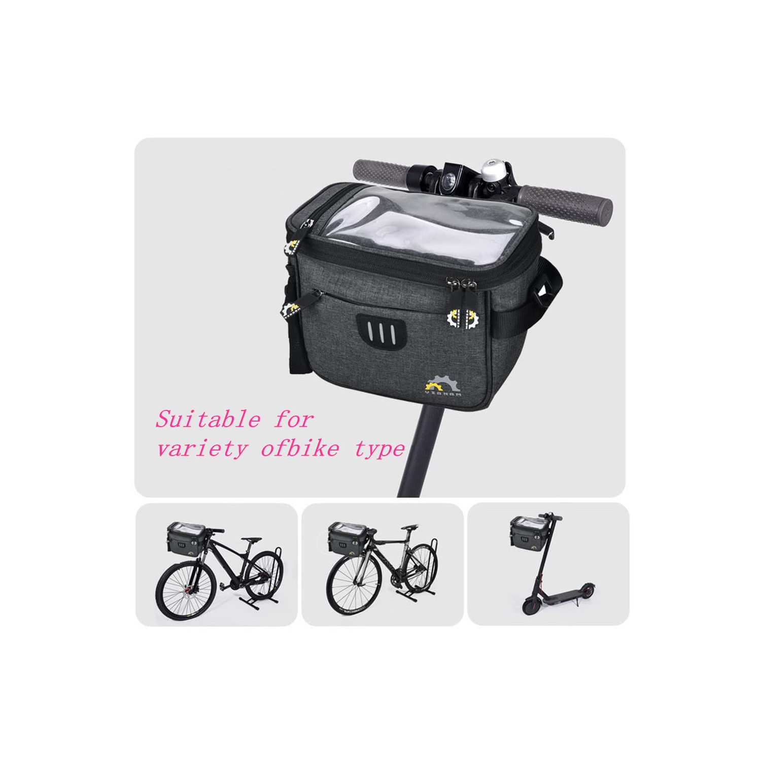 Sacs de guidon de vélo, sacs de guidon de vélo, panier pour sacs avant de vélo multifonctions, sacs de rangement pour cadre avant de vélo, sac de