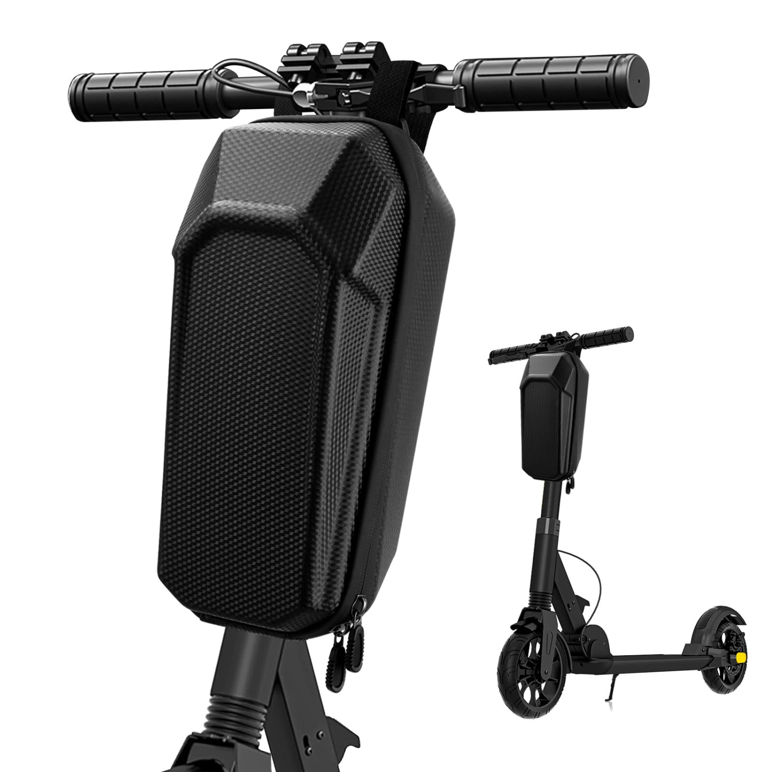 Scooter Storage Bag 2L, EVA Waterproof Hard Shell Scooter Handlebar Bag, Scooter Front Bag with Mesh Compartment, Small and Portable, Suitable for