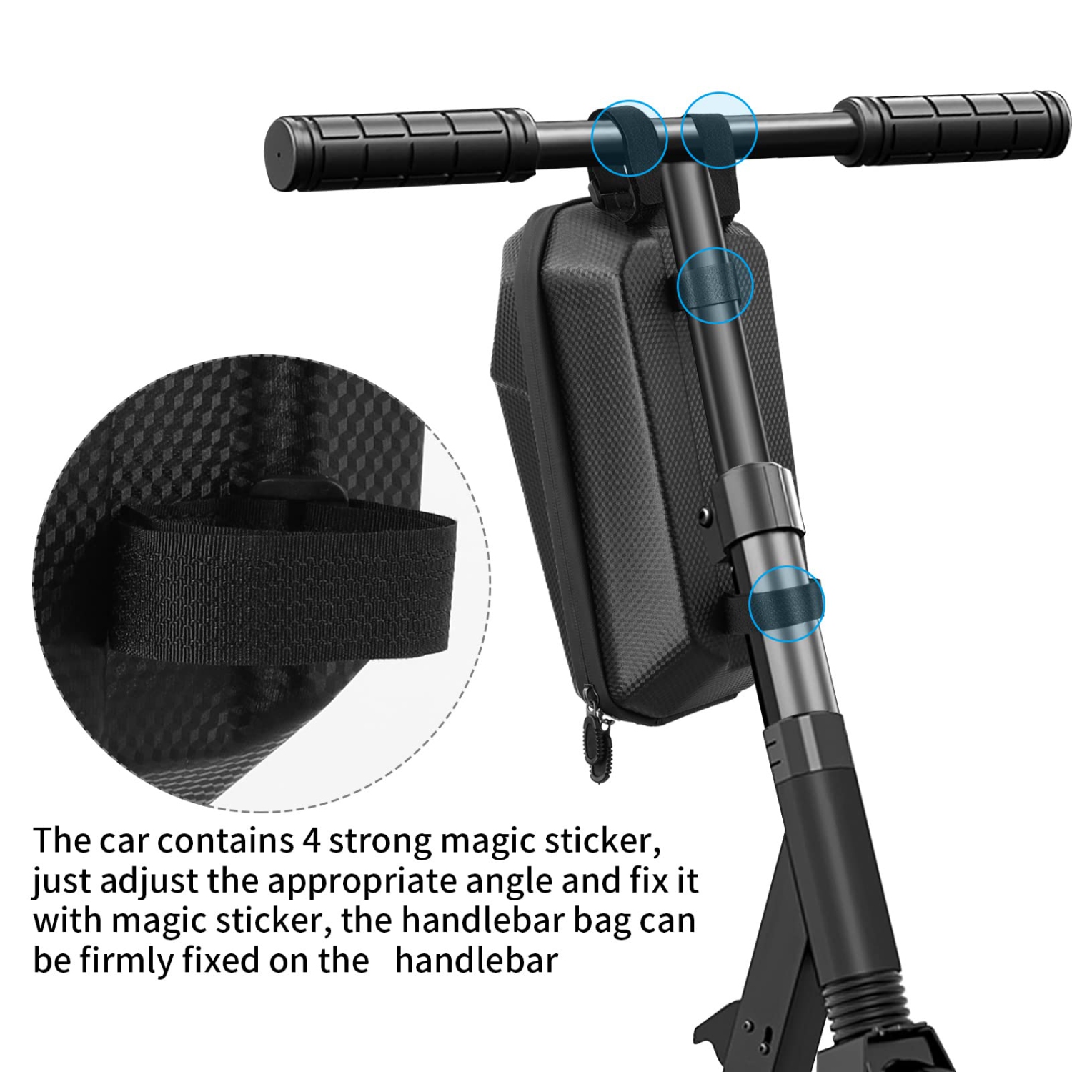 Scooter Storage Bag 2L, EVA Waterproof Hard Shell Scooter Handlebar Bag, Scooter Front Bag with Mesh Compartment, Small and Portable, Suitable for