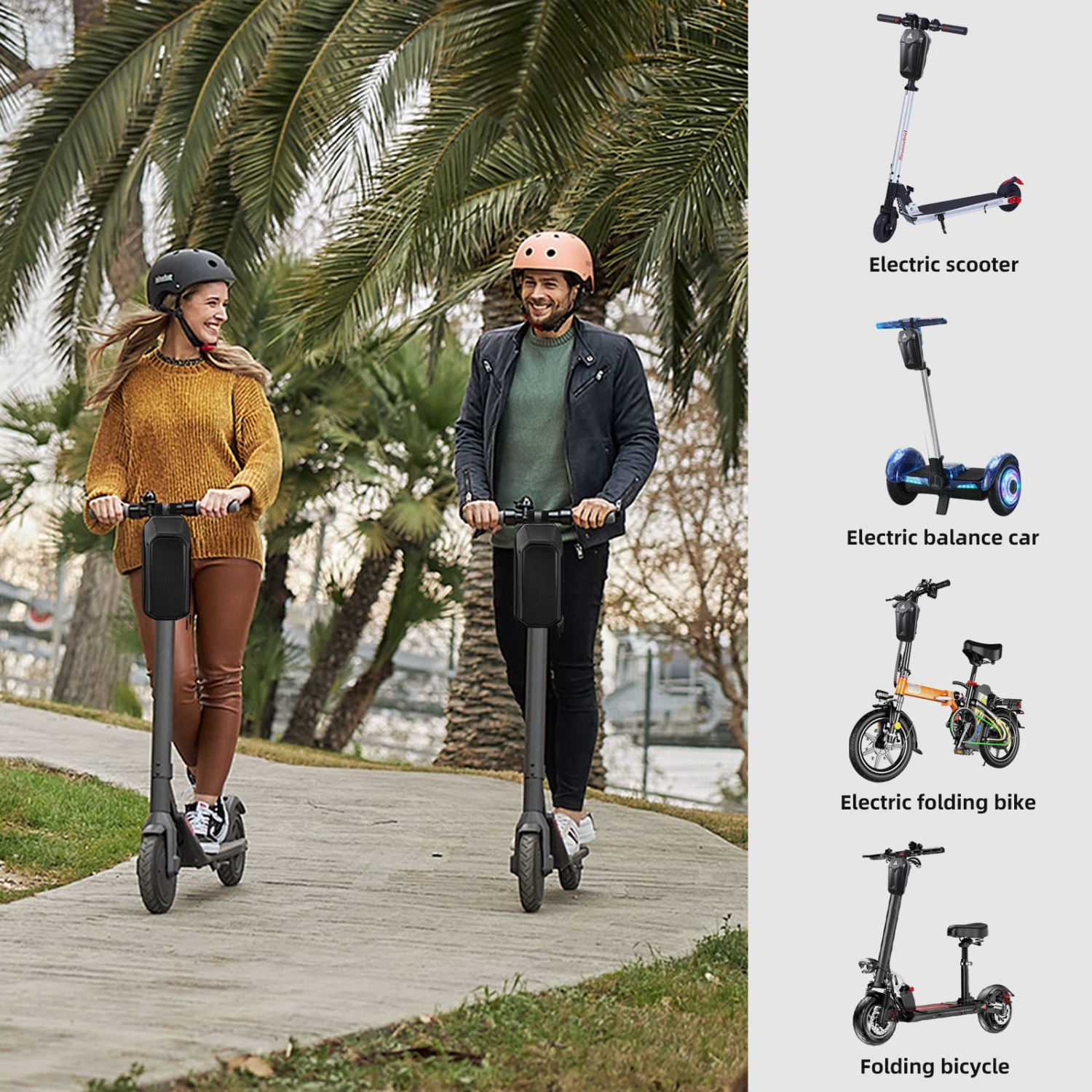 Scooter Storage Bag 2L, EVA Waterproof Hard Shell Scooter Handlebar Bag, Scooter Front Bag with Mesh Compartment, Small and Portable, Suitable for