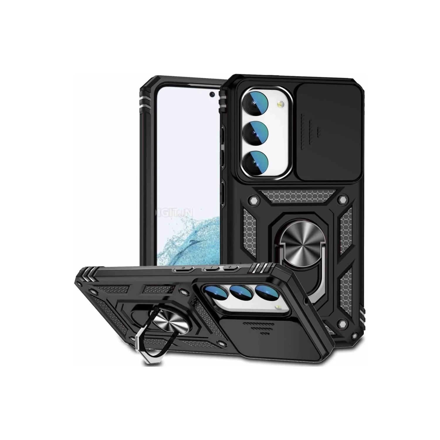 Coque de protection robuste de qualité militaire avec support magnétique pour Samsung S23 plus +