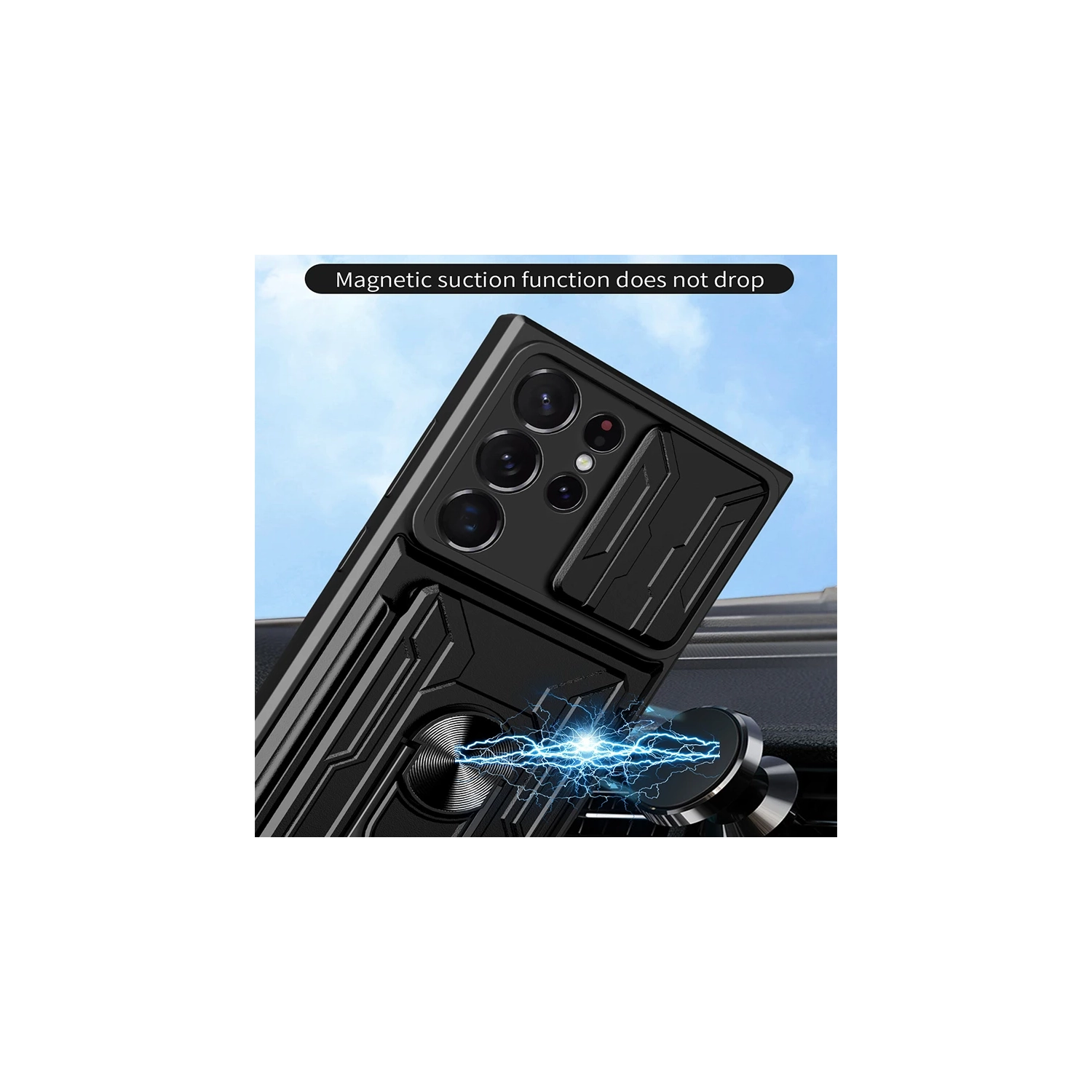 Coque de protection robuste de qualité militaire avec support magnétique pour Samsung S23 plus +