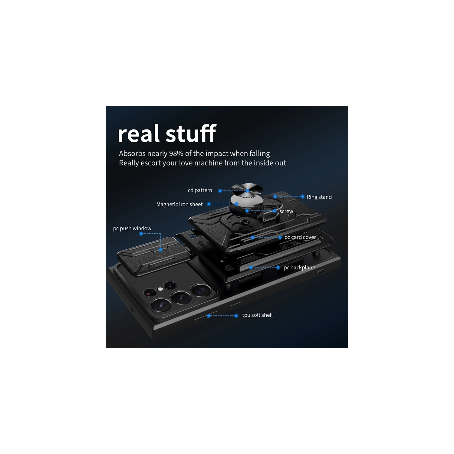 Coque de protection robuste de qualité militaire avec support magnétique pour Samsung S23 plus +