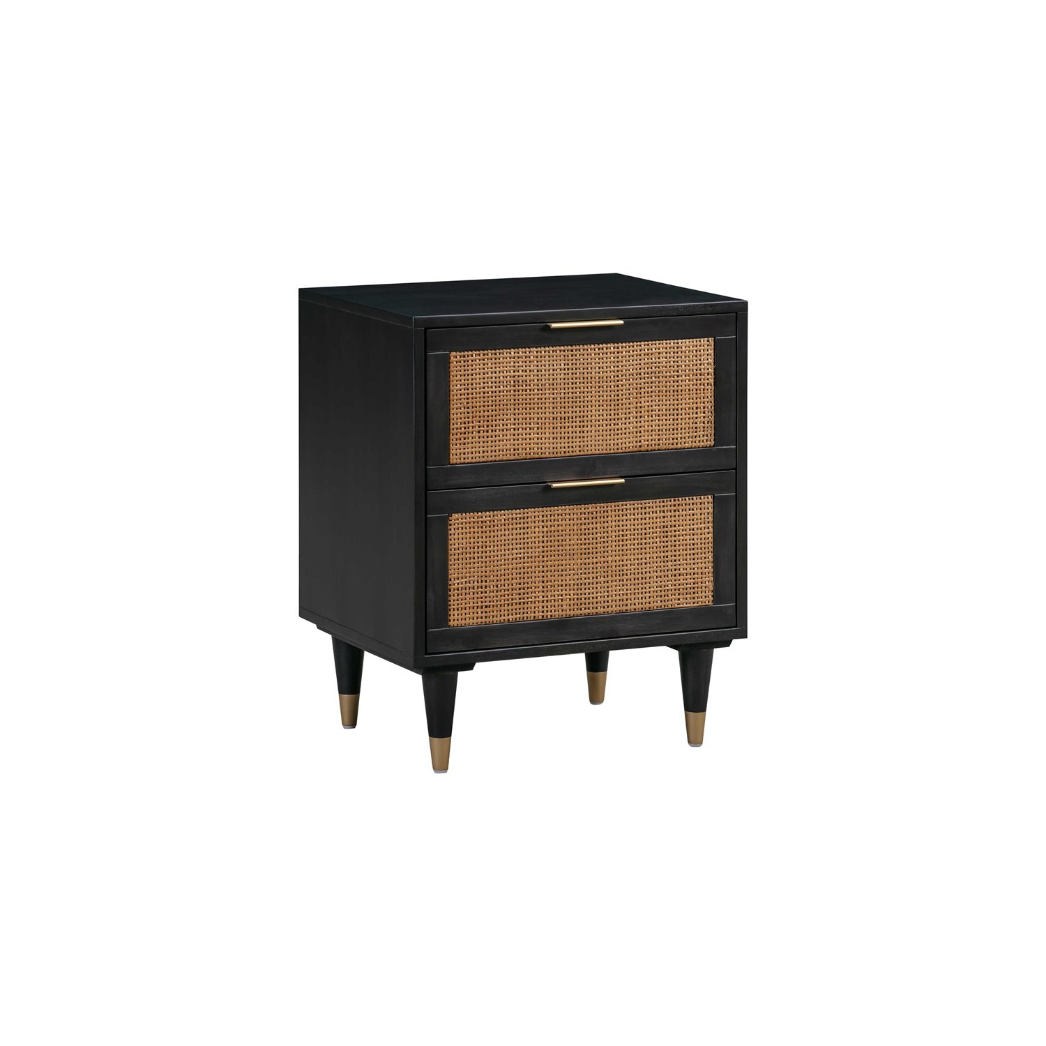 TOV Furniture Sierra 25"H Modern Wood Nightstand in Black/Antique Brass