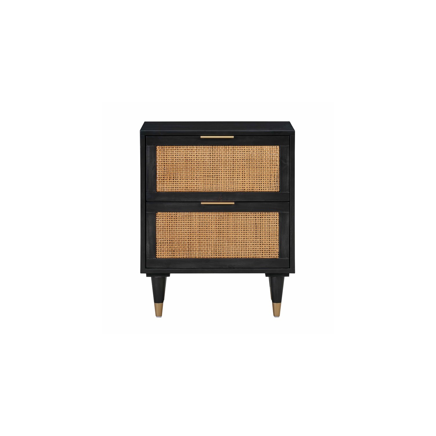 TOV Furniture Sierra 25"H Modern Wood Nightstand in Black/Antique Brass
