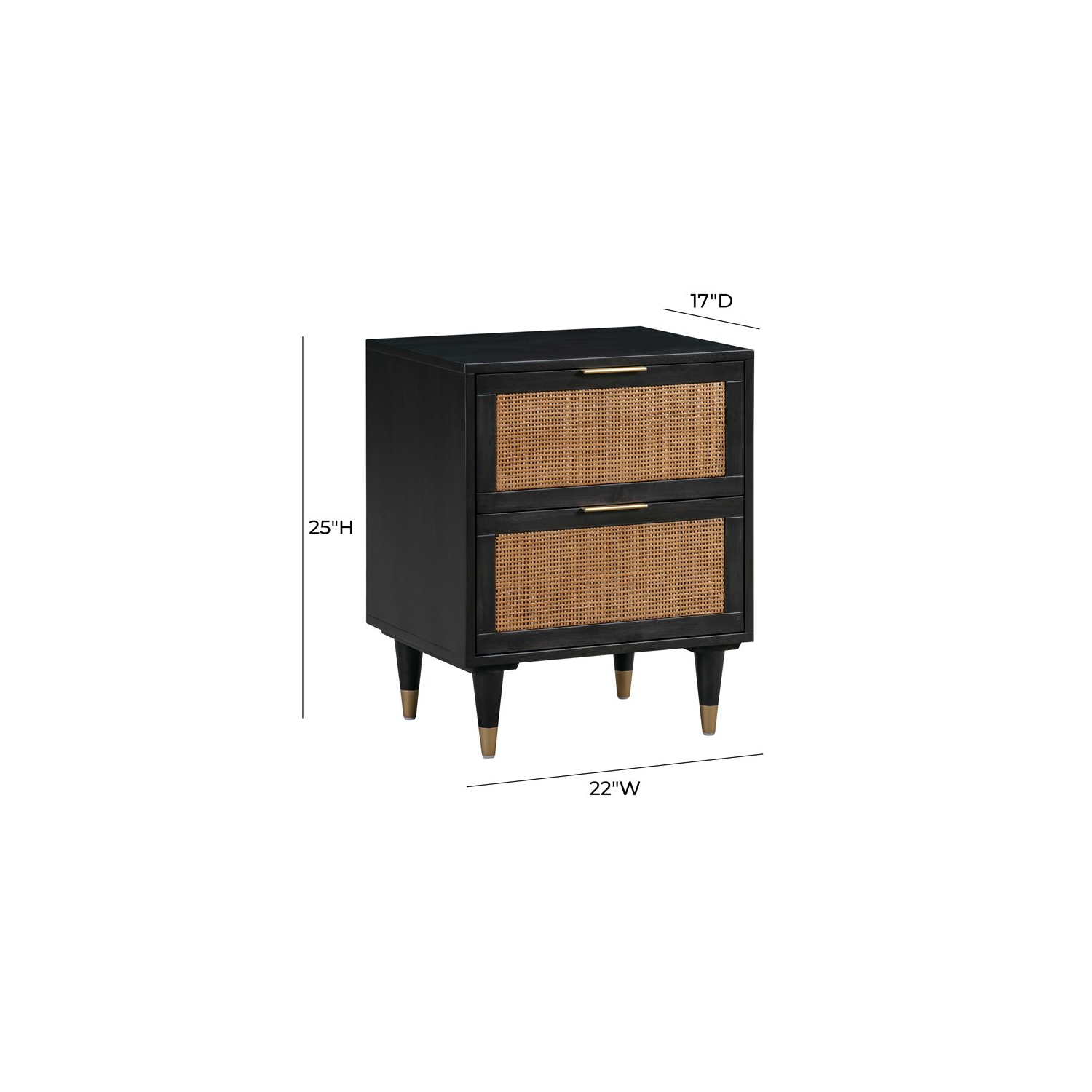 TOV Furniture Sierra 25"H Modern Wood Nightstand in Black/Antique Brass