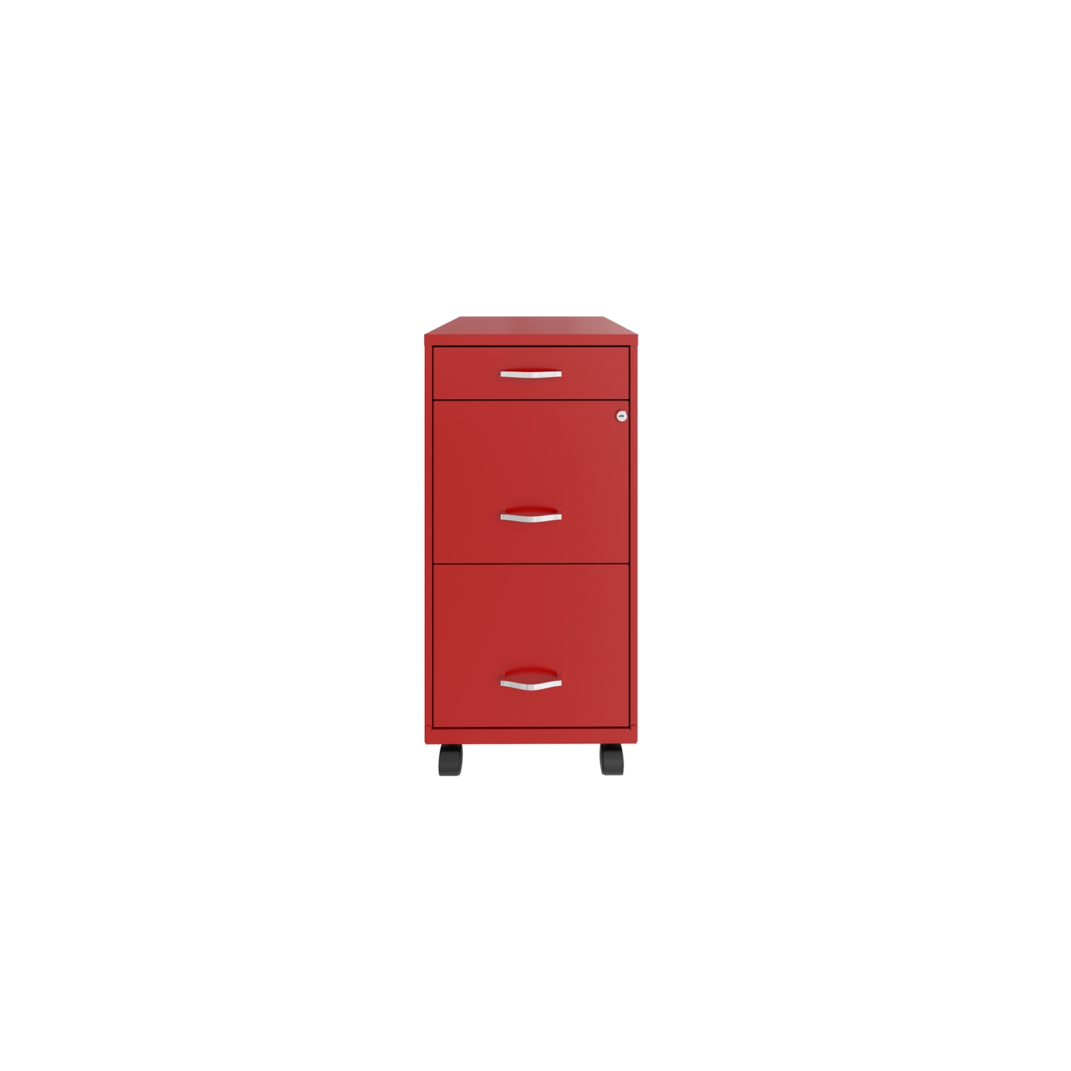 Pemberly Row 18in Deep 3 Drawer Mobile Metal File Cabinet Lava Red