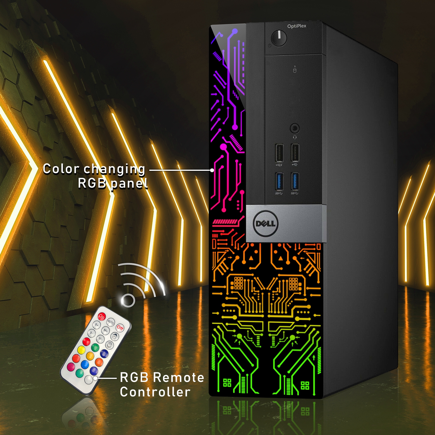 Refurbished - Custom Built RGB Lights Gaming PC - Dell OptiPlex SFF Computer Intel Core i7 6700 NVIDIA GeForce GT 1030 2GB 16GB RAM 1TB SSD Win 10