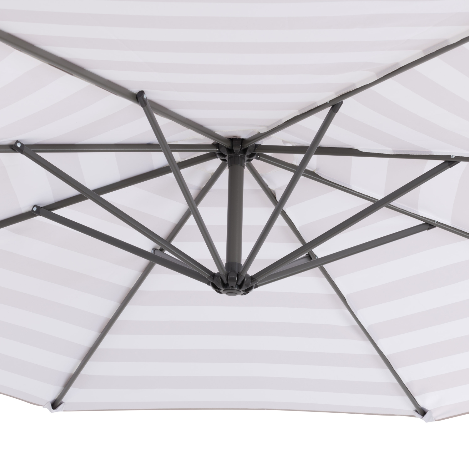 Parasol désaxé de 10 pieds résistant aux UV avec rayures blanches et taupe