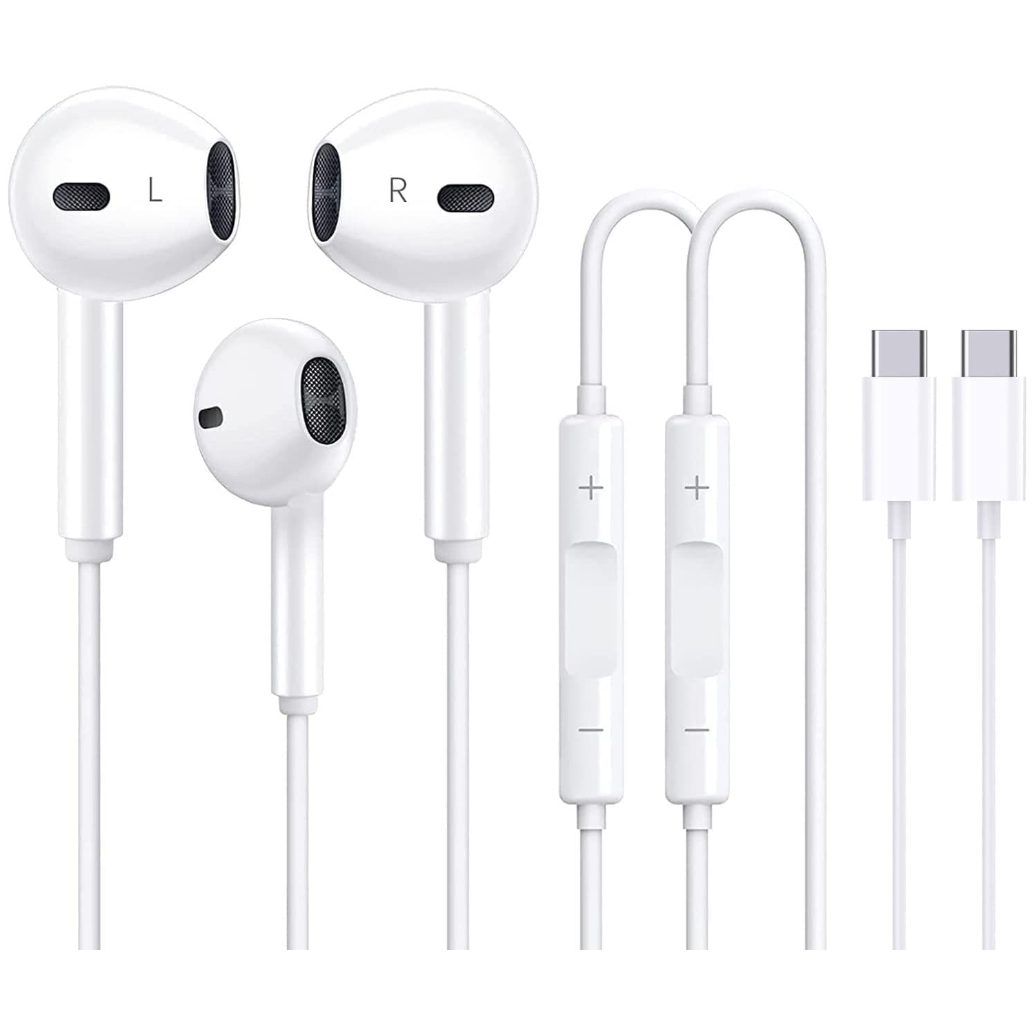 [2 Packs] USB C Headphone Type C Earphones Wired Earbuds HiFi Stereo Noise Canceling in-Ear Headset with Microphone for iPad Pro Samsung Galaxy S21 Ultra S20 FE S22 Note 20 A53 Pix