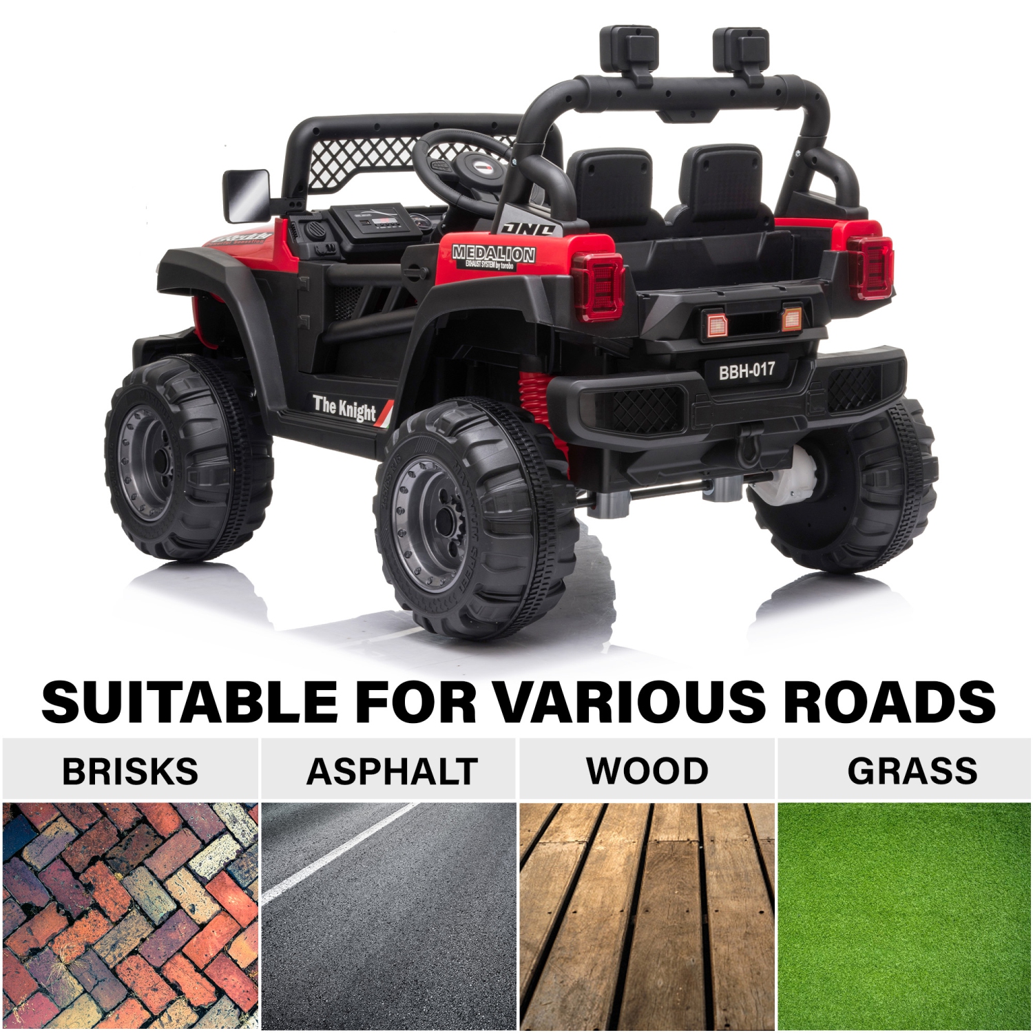 12V Jeep Kids Ride On Car Toy with Open Doors, Realistic Lights and Remote Control