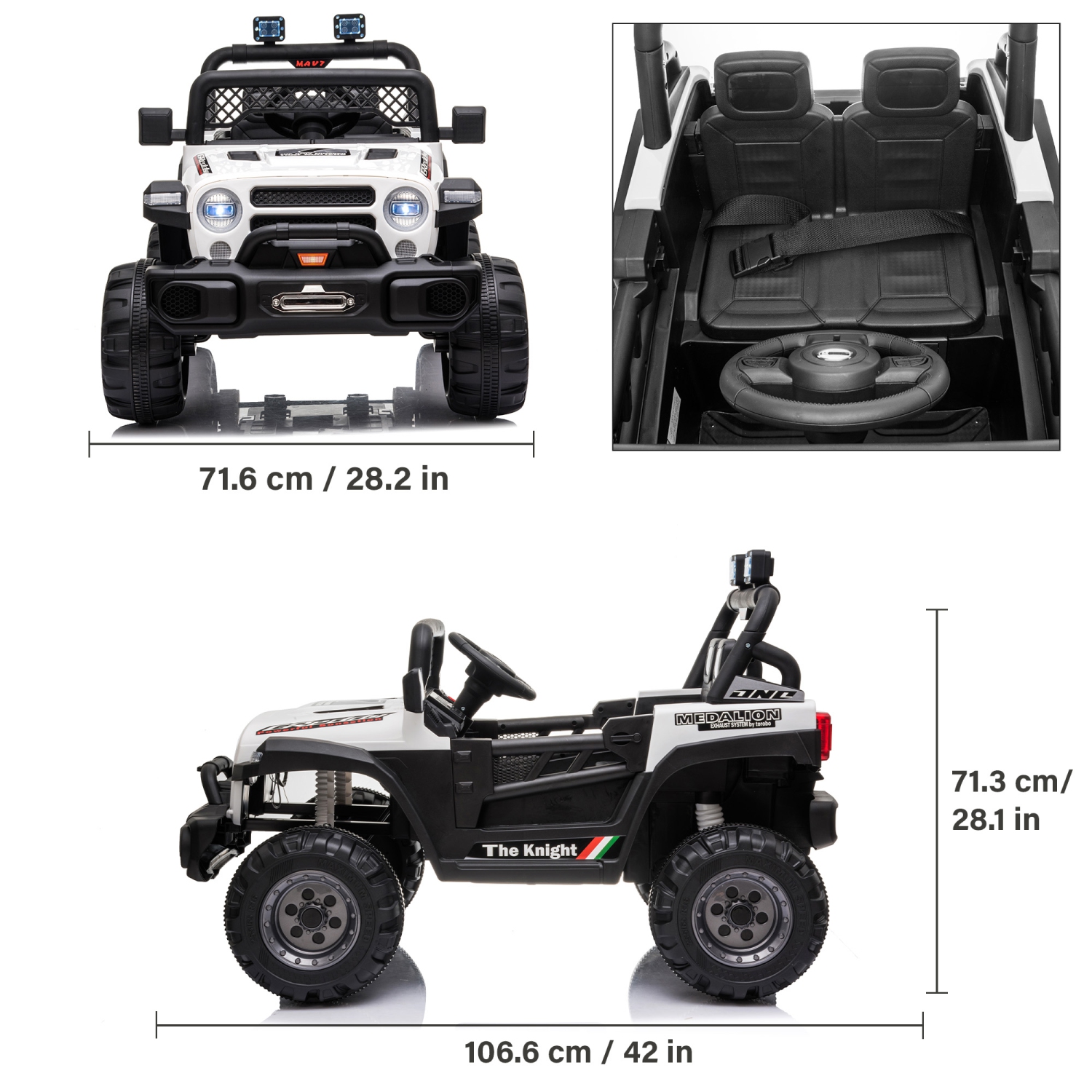 12V Jeep Kids Ride On Car Toy with Open Doors, Realistic Lights and Remote Control