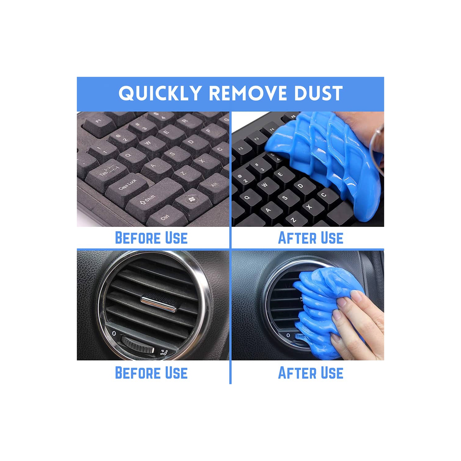 Dust Cleaner Gel de nettoyage universel 160g - pour clavier, bouches d'aération de voiture, tableau de bord, maison et bureau, dépoussiérant
