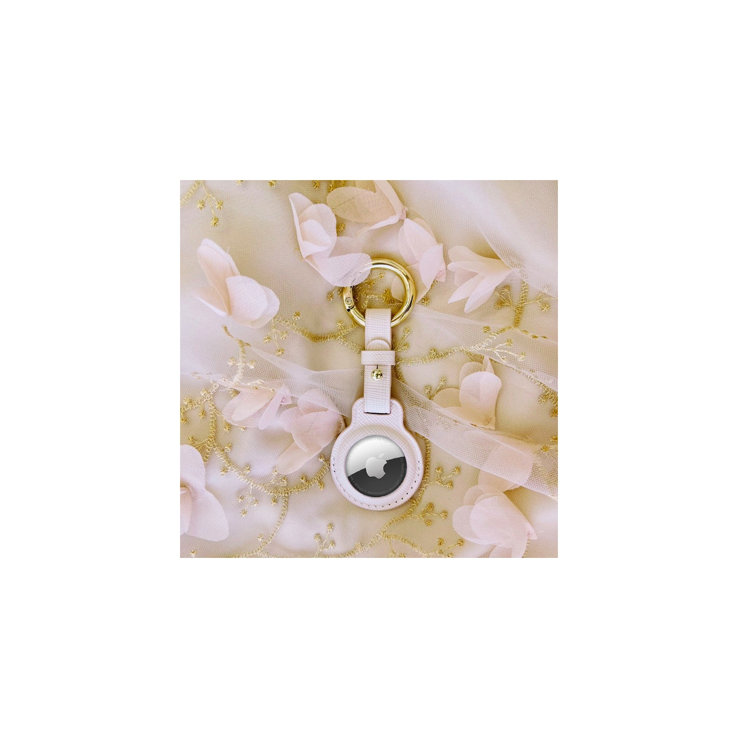 Housse pour AirTag en cuir de première qualité - Rose fard clair Rosé