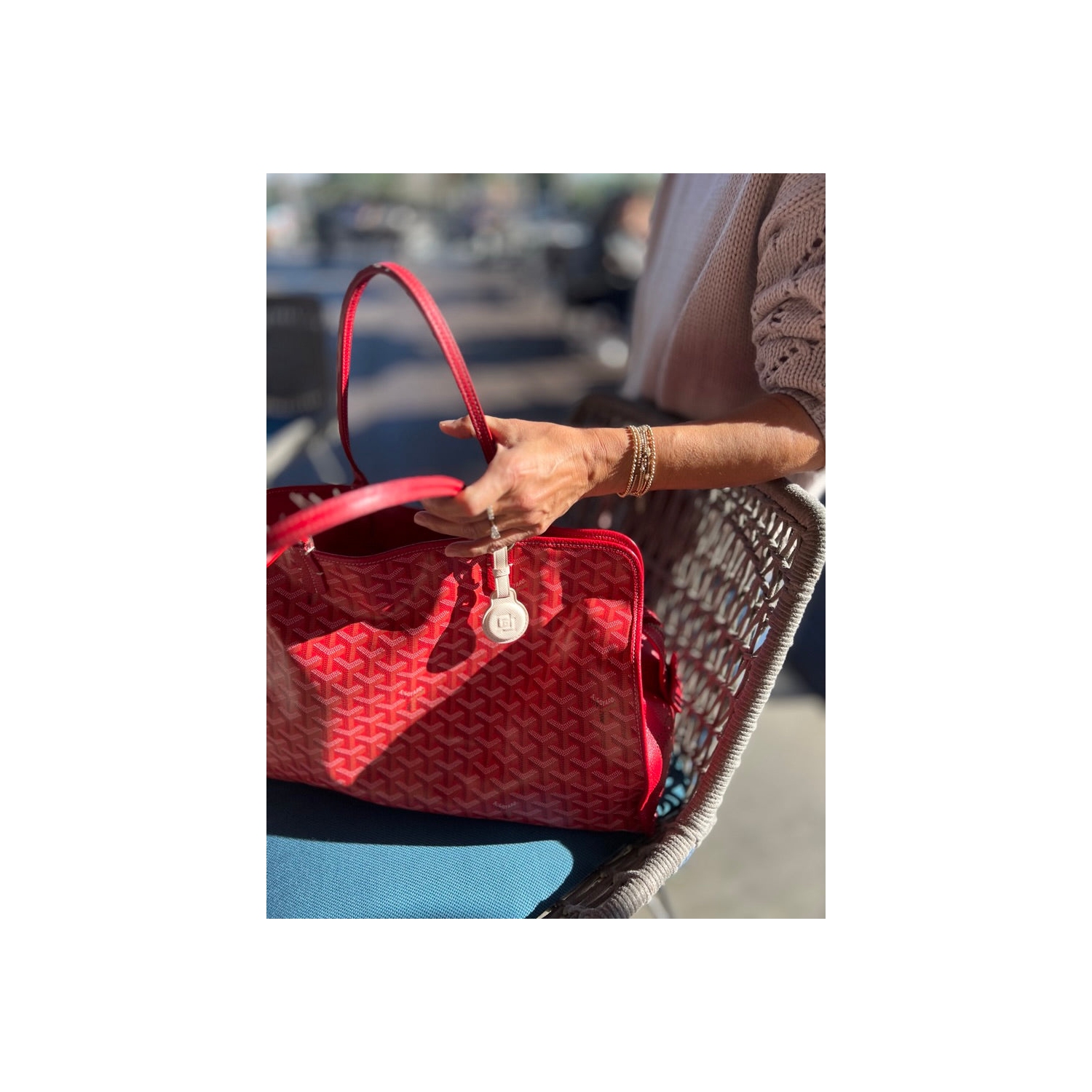 Housse pour AirTag en cuir de première qualité - Rose fard clair Rosé