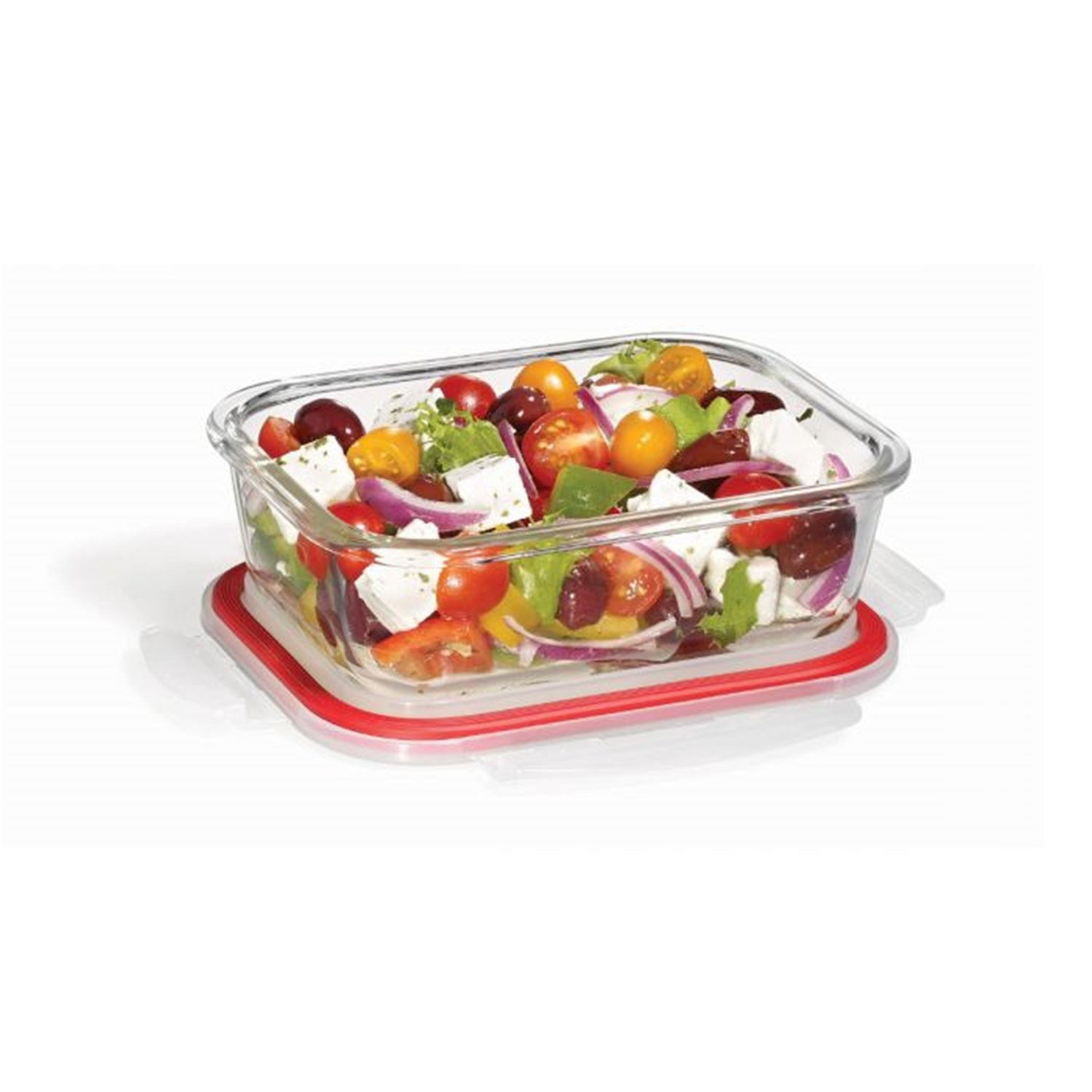 LocknLock - Ensemble de 2 Contenants en Verre Hermétiques et Étanches, Capacité de 630mL, Rouge