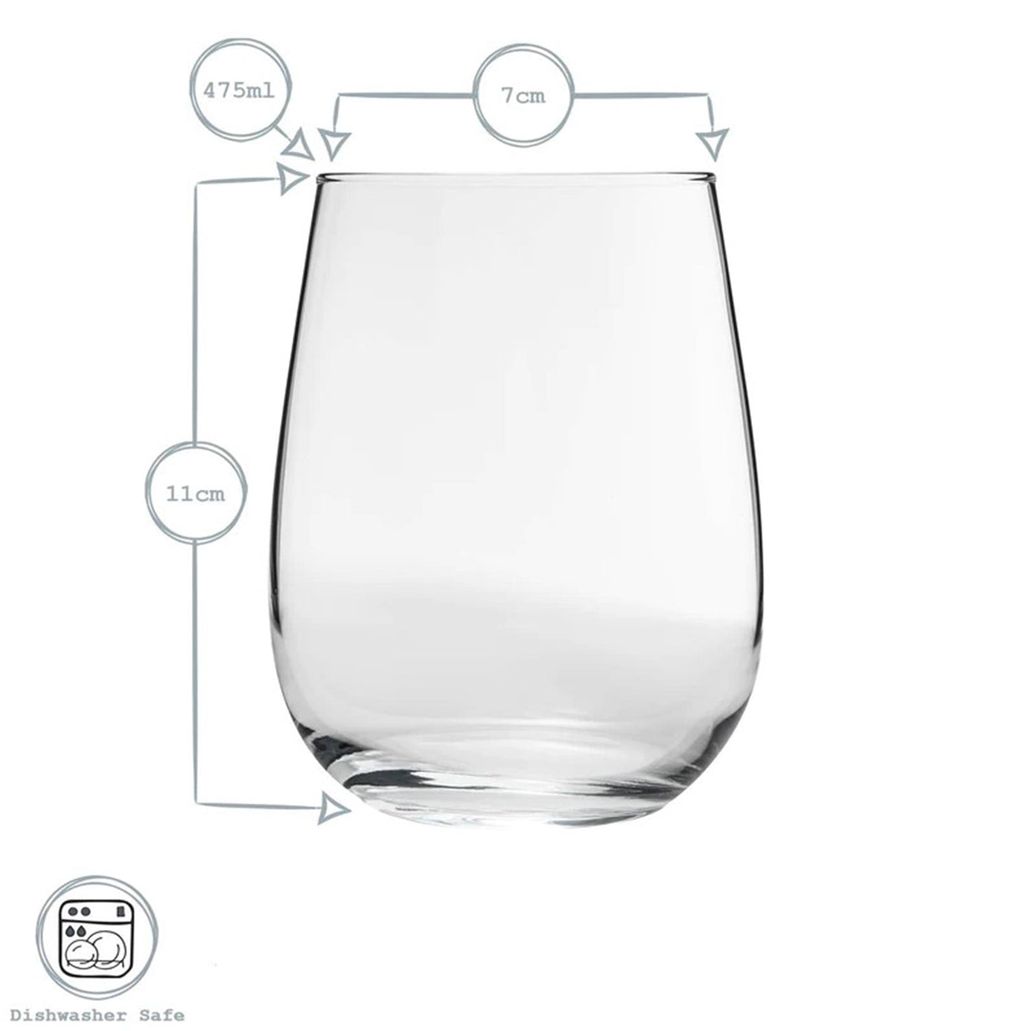 LAV - Ensemble de 6 Verres à Vin Sans Pied Gaia, Capacité de 475mL, Vont au Lave-Vaisselle