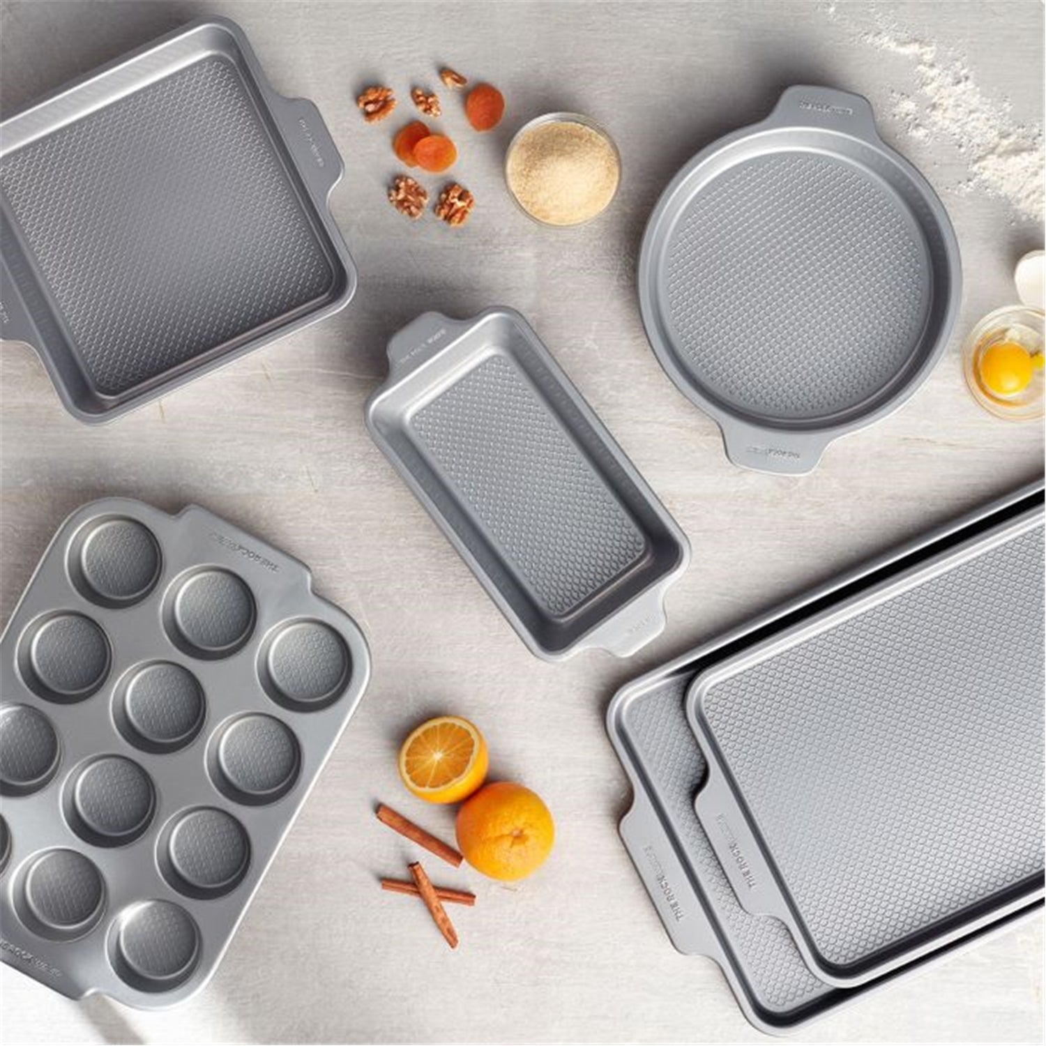 Starfrit - Set of 2 The Rock Wave Square Baking Pans, 9" Width, Carbon Steel