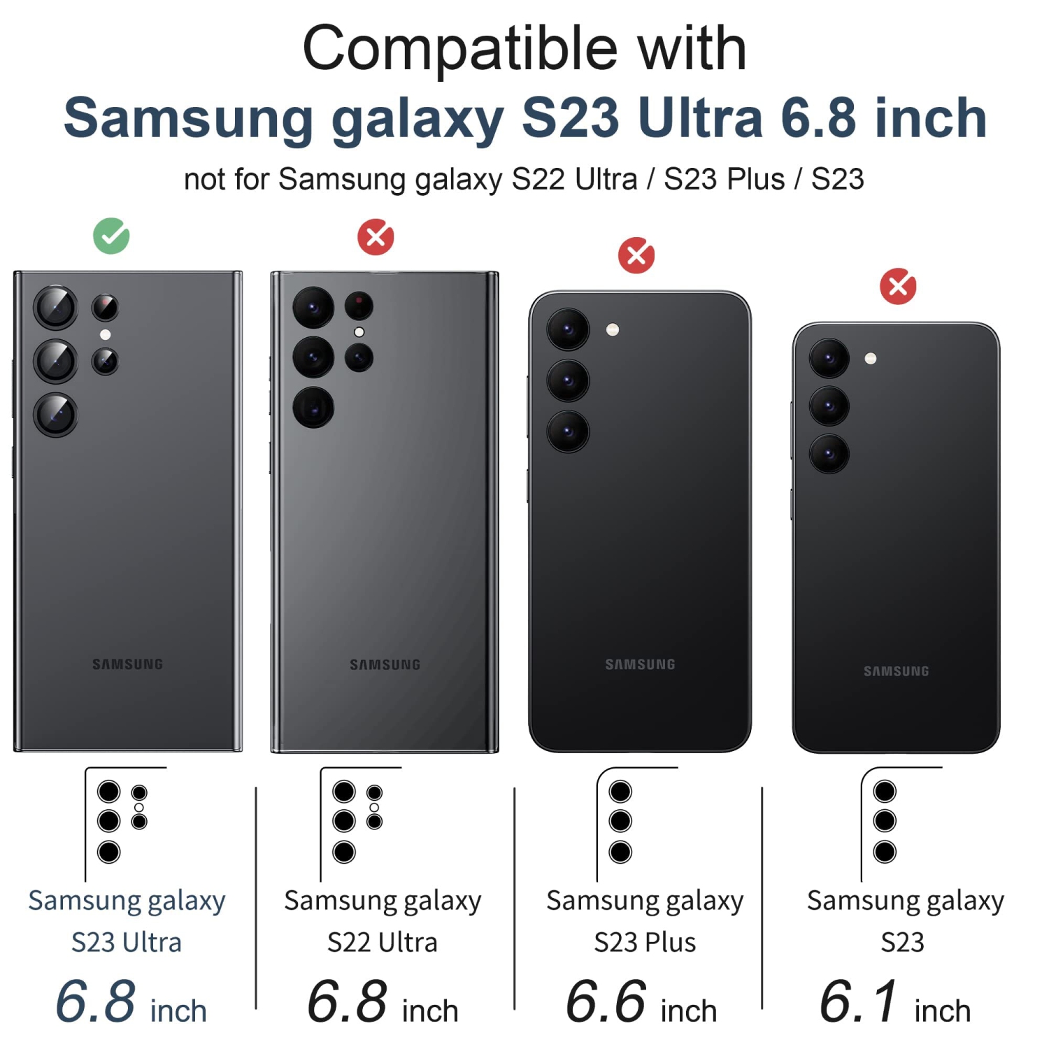 Galaxy S23 Ultra – Protecteur d’objectif Ultra pour Galaxy S23 de Samsung, protecteur d’écran en verre trempé 9H pour protecteur d’écran Individual