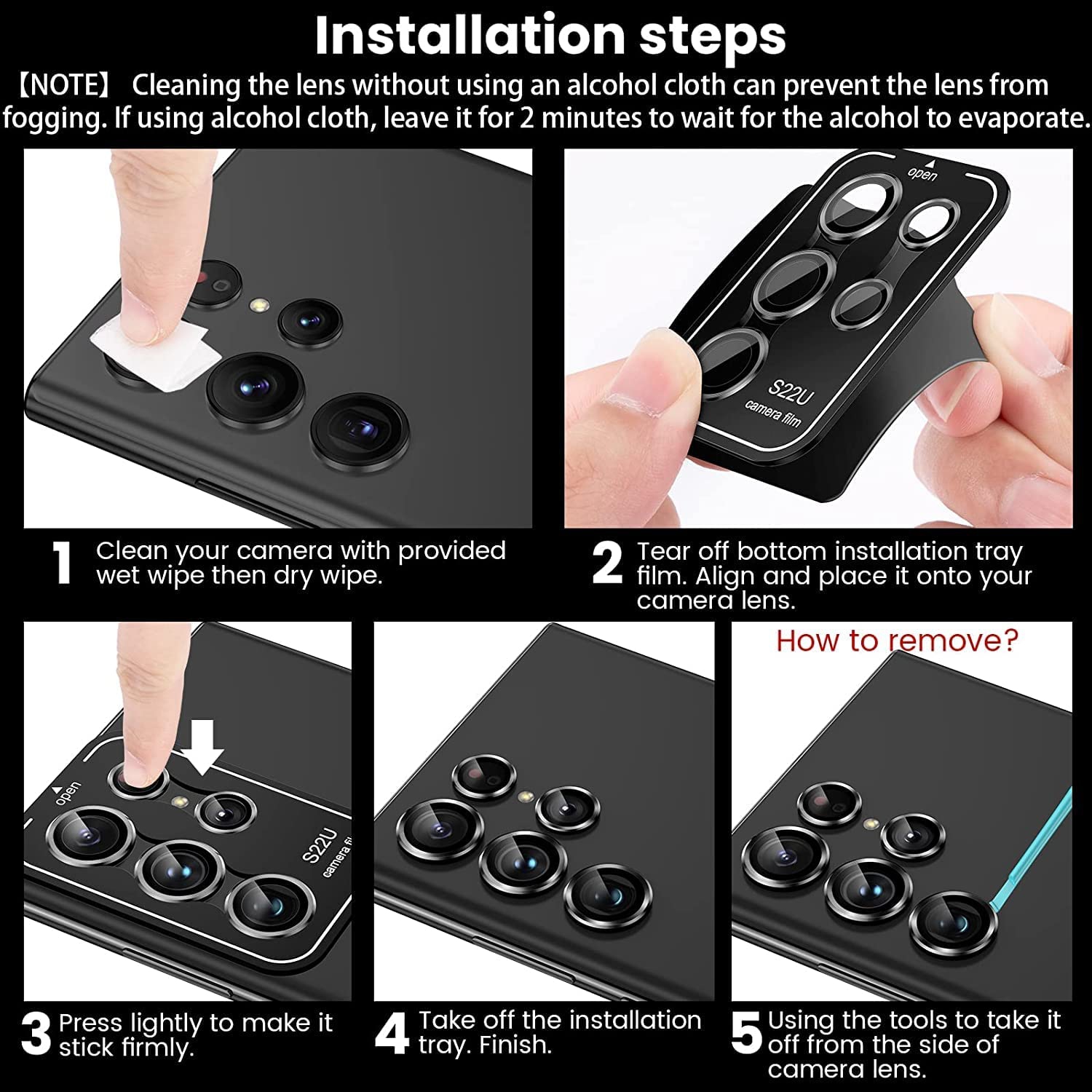 Galaxy S23 Ultra – Protecteur d’objectif Ultra pour Galaxy S23 de Samsung, protecteur d’écran en verre trempé 9H pour protecteur d’écran Individual