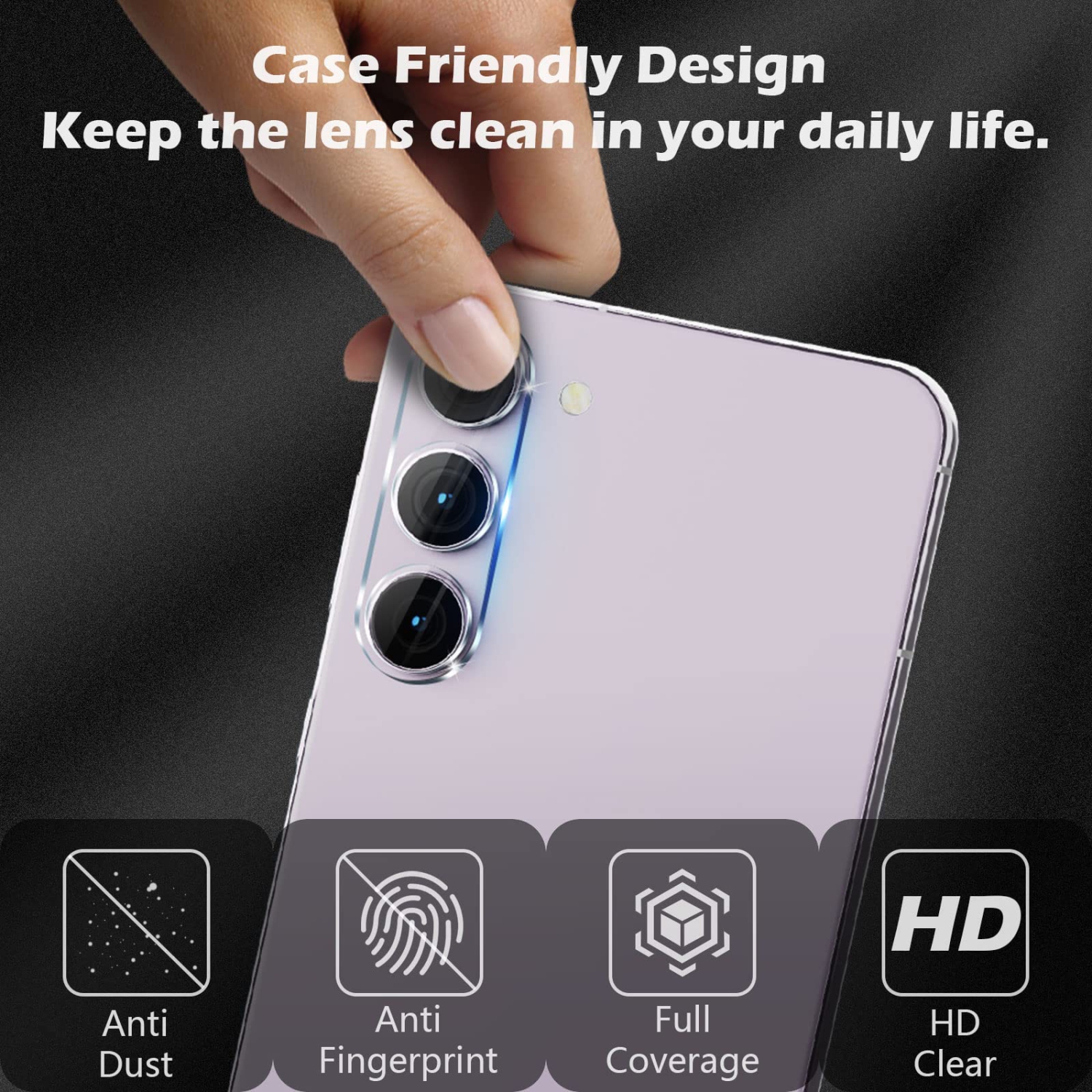 3 Pack Camera Lens Proetctor Compatible with Samsung Galaxy S23 / S23 Plus Tempered Glass, 9H Hardness & Ultra HD, Anti-Scratch, Easy to Install for