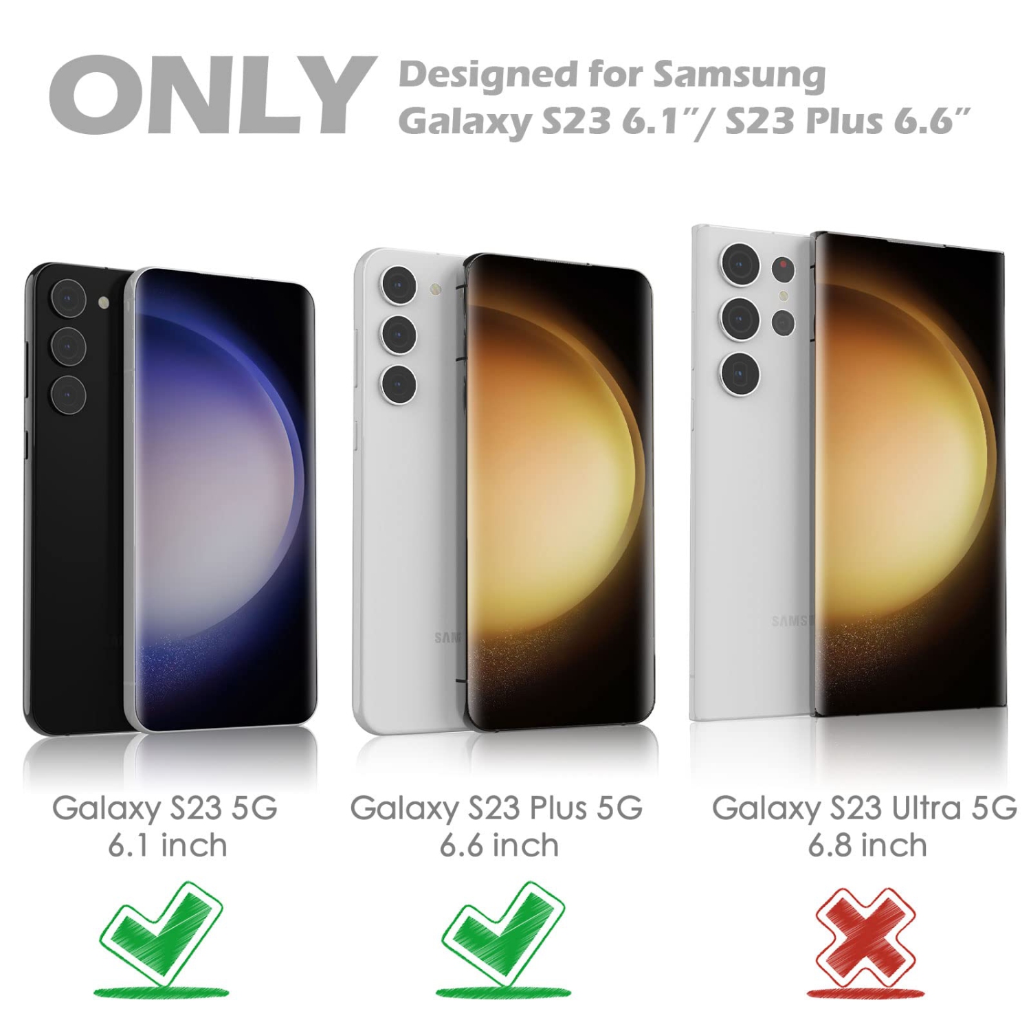 3 Pack Camera Lens Proetctor Compatible with Samsung Galaxy S23 / S23 Plus Tempered Glass, 9H Hardness & Ultra HD, Anti-Scratch, Easy to Install for