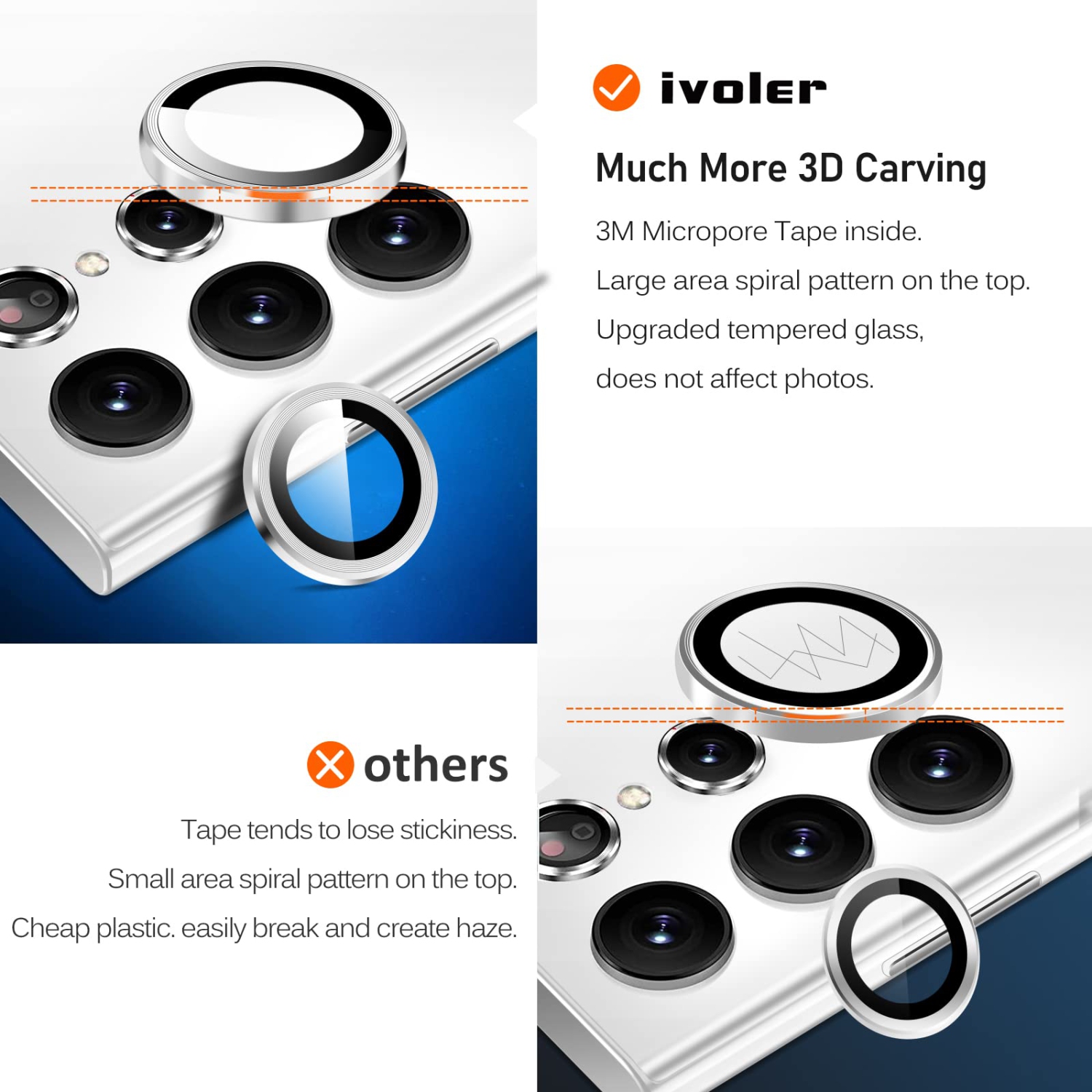 Camera Lens Protector for Samsung Galaxy S23 Ultra 6.8'' 5G, Ultra-Thin Tempered Glass with Aluminum Edge,Scratch-Proof Alloy Camera Cover Protection