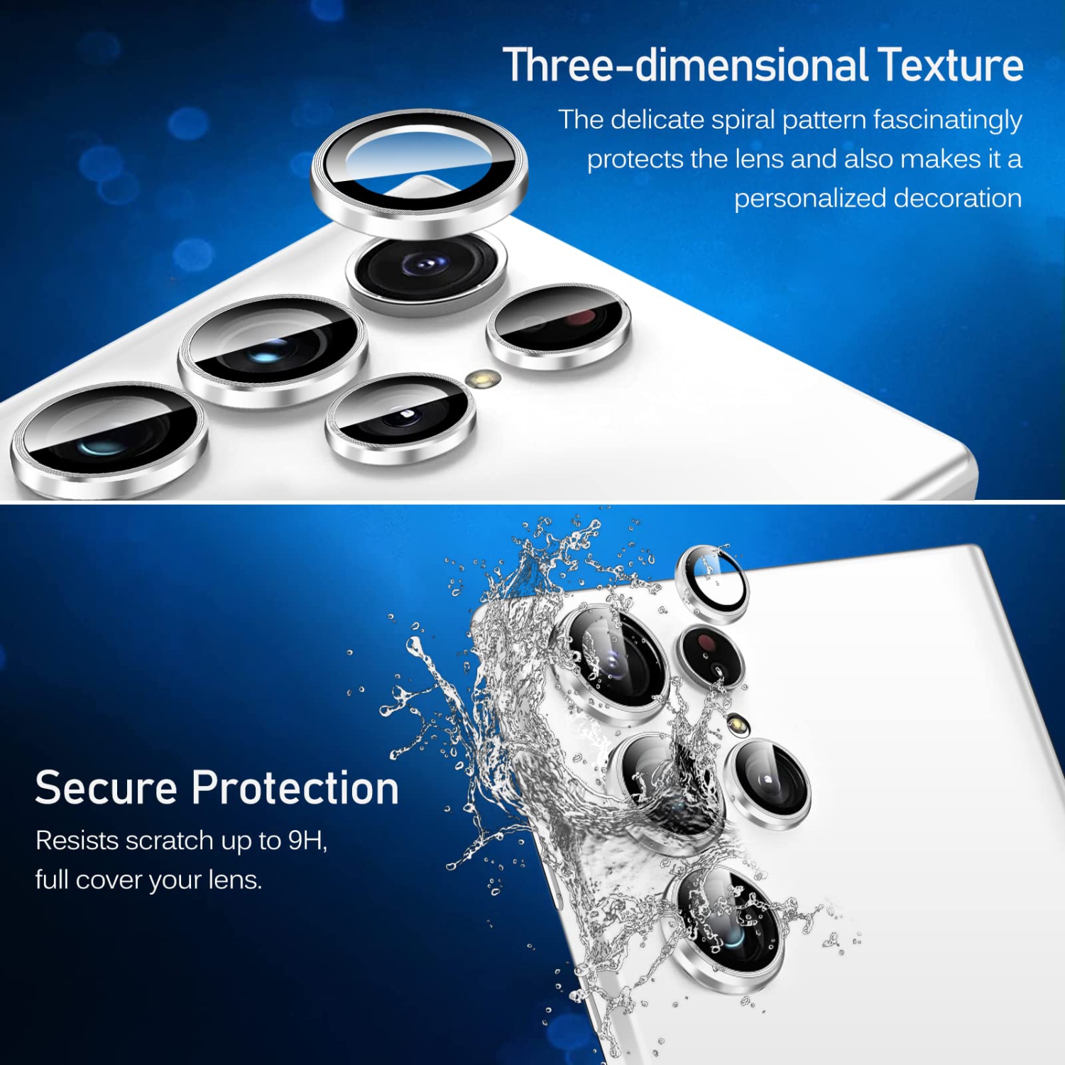 Camera Lens Protector for Samsung Galaxy S23 Ultra 6.8'' 5G, Ultra-Thin Tempered Glass with Aluminum Edge,Scratch-Proof Alloy Camera Cover Protection