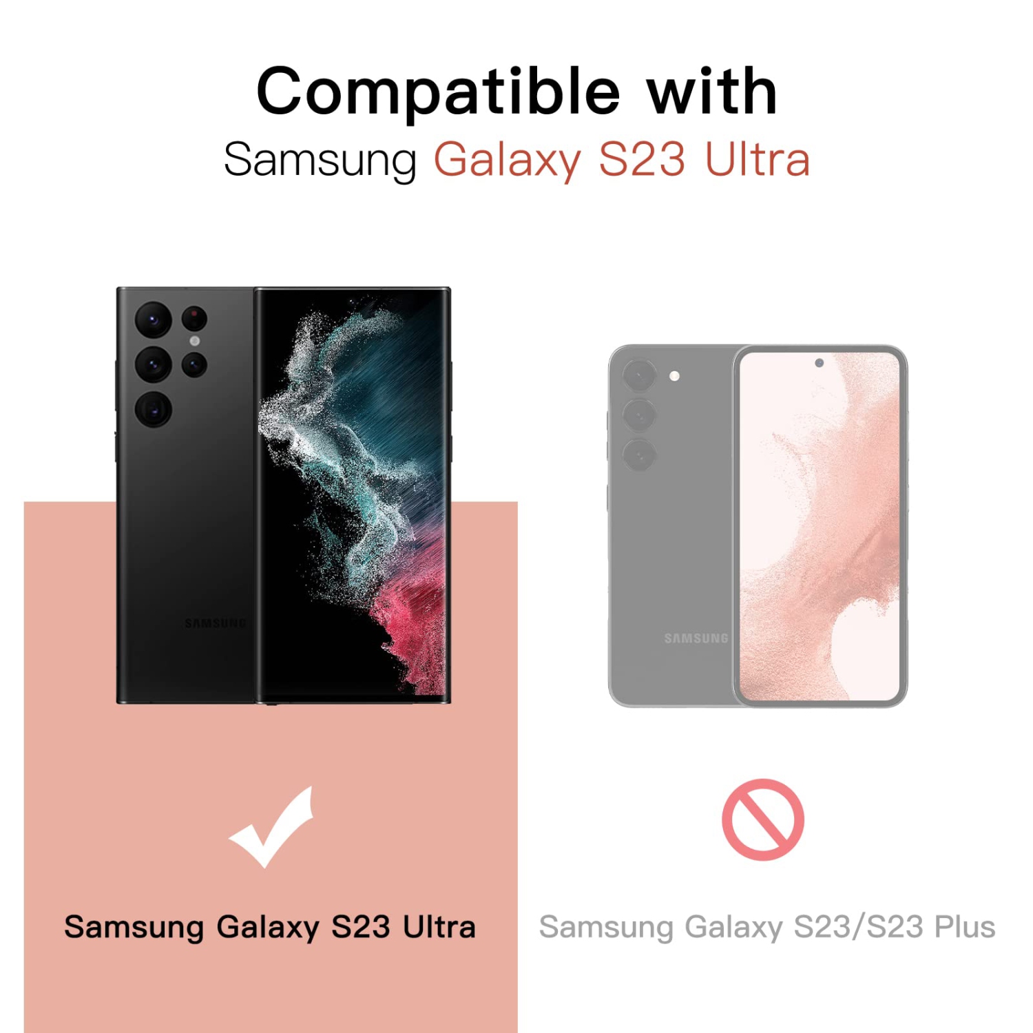 Camera Lens Protector for Samsung Galaxy S23 Ultra 5G 6.8-Inch, 9H Tempered Glass Metal Individual Ring Cover, Easy Installation Tray, HD Clear, Set