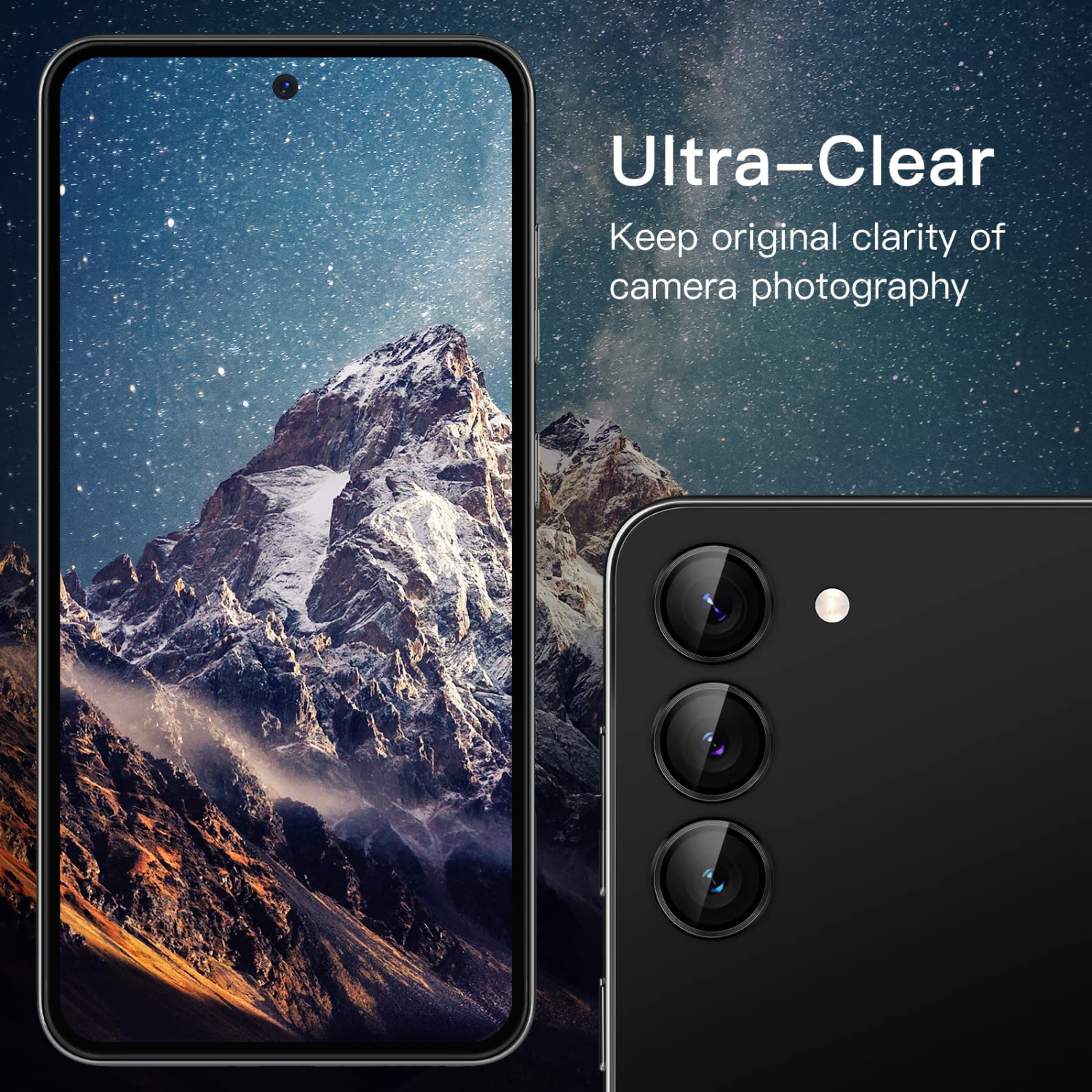 Camera Lens Protector for Samsung Galaxy S23 5G 6.1-Inch / S23 Plus 5G 6.6-Inch, 9H Tempered Glass Metal Individual Ring Cover, Easy Installation