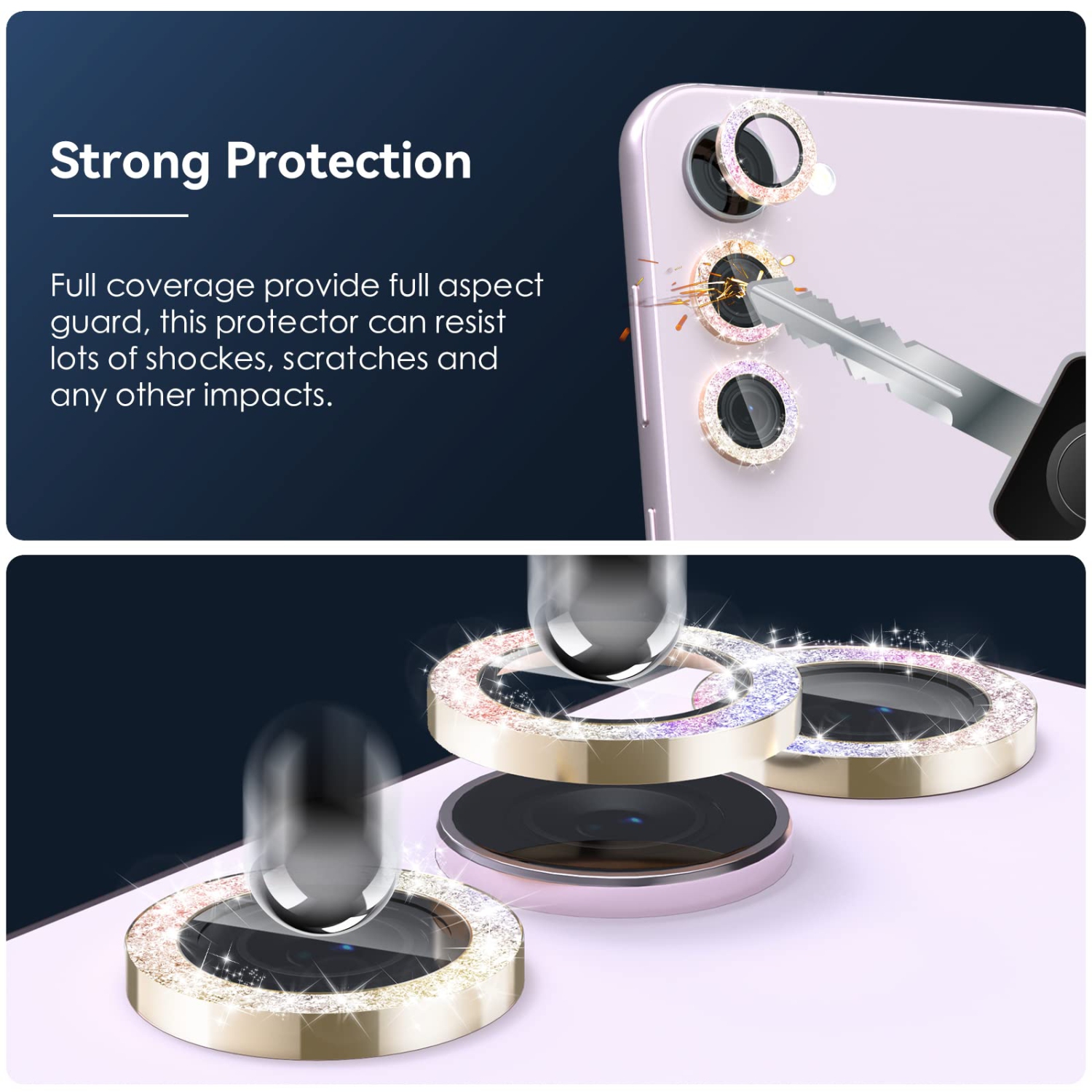 3 PC pour Samsung Galaxy S23/S23+ protecteur d’objectif, verre trempé 9H + alliage aluminium objectif individuel protecteur d’écran pour S23/S23 plus