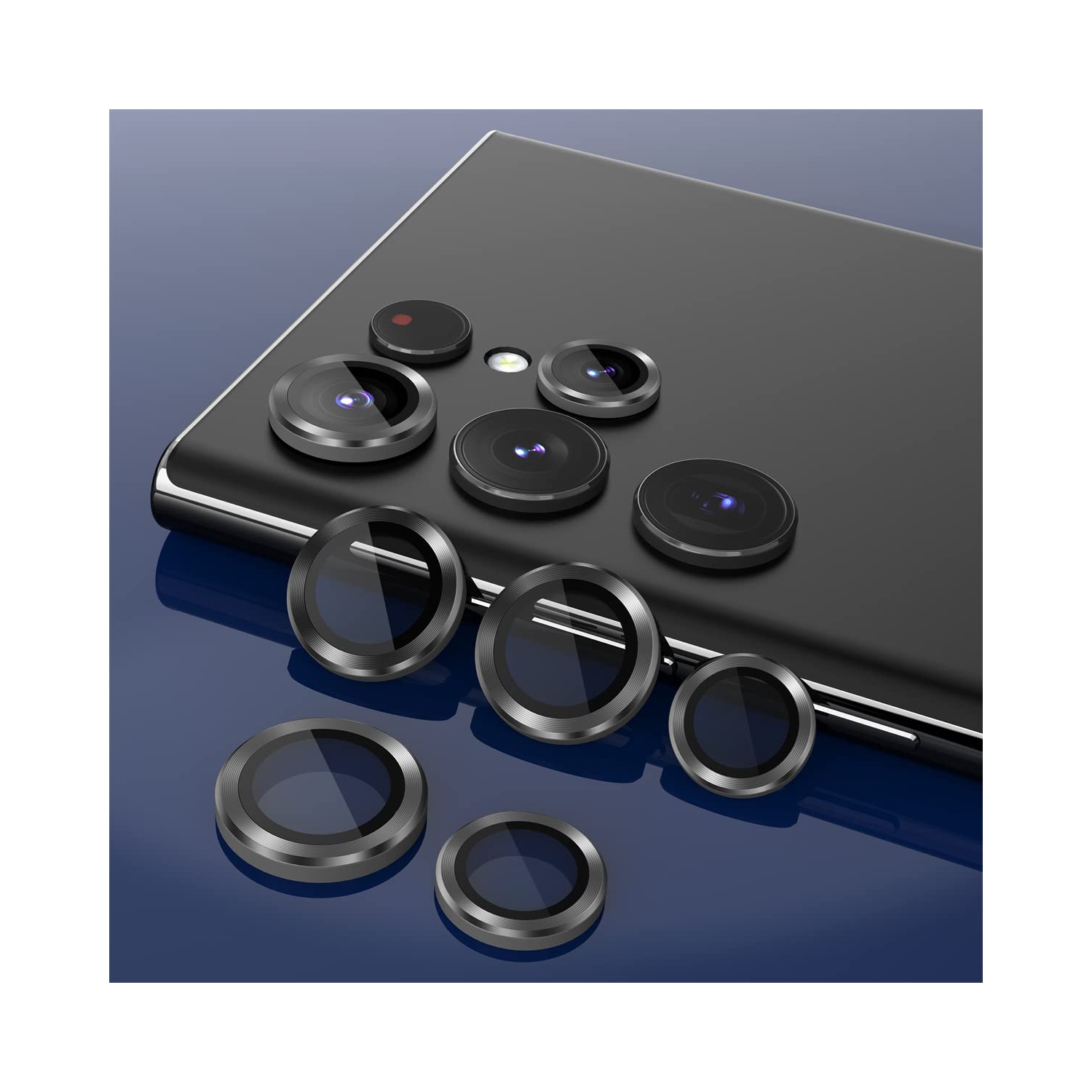 2 protecteurs d’objectif pour Galaxy S23 Ultra de Samsung, protecteur d’objectif en verre trempé pour Galaxy S23 Ultra 5G 6.8 po de Samsung; CD - Noir