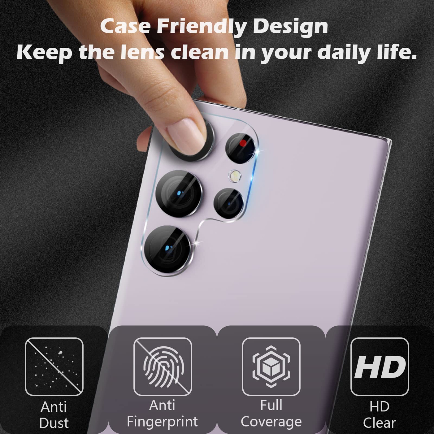 4 Pack Camera Lens Protector for Samsung Galaxy S23 Ultra 2023, HD Tempered Glass Scratch-Resistant Case Friendly Back Camera Screen Protective Film