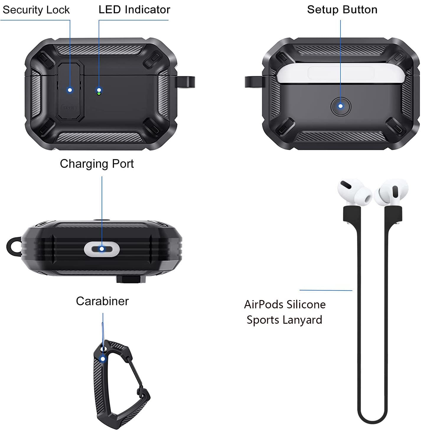 Designed for Apple AirPods Pro 2nd Generation Case, Rugged Protection Shockproof Airpods Pro 2 Case Cover.(Black)