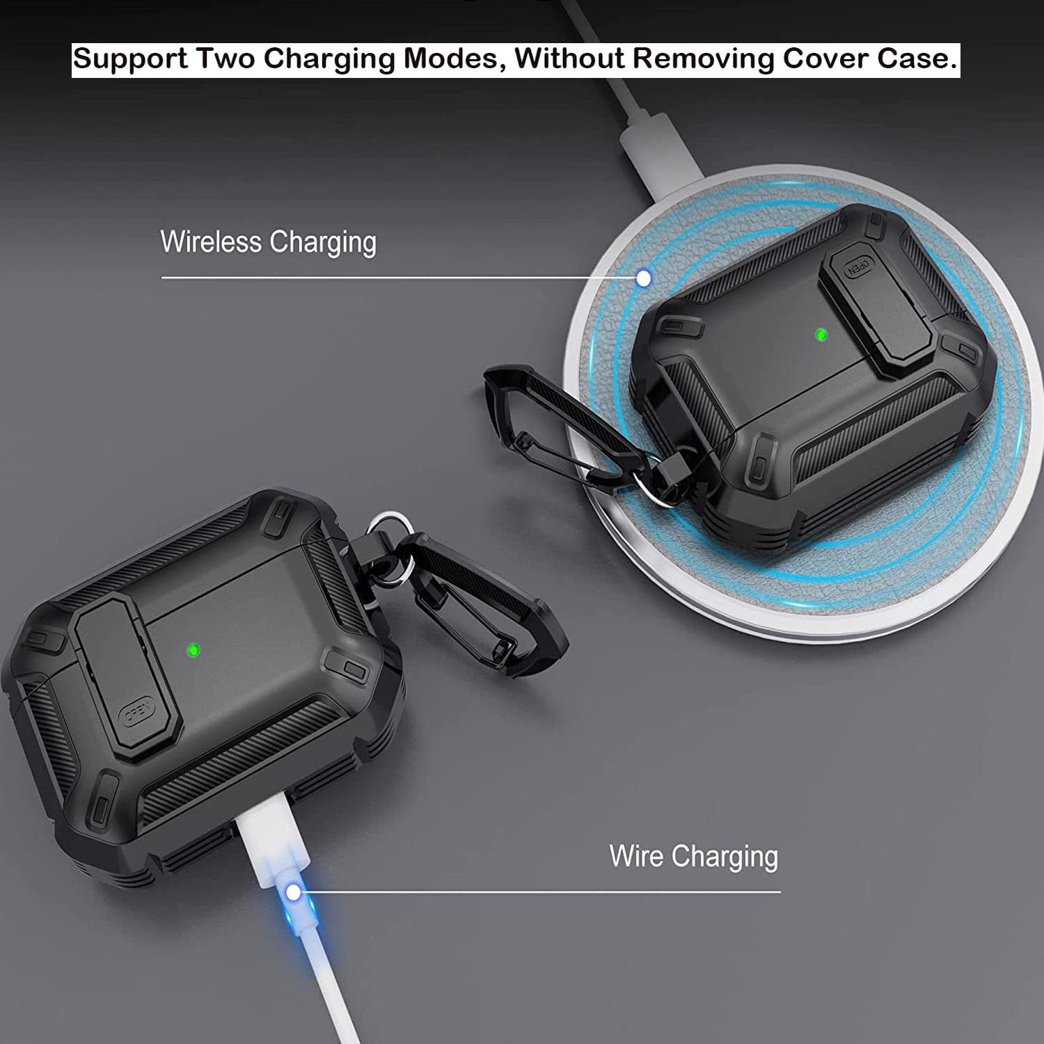 Designed for Apple AirPods Pro 2nd Generation Case, Rugged Protection Shockproof Airpods Pro 2 Case Cover.(Black)