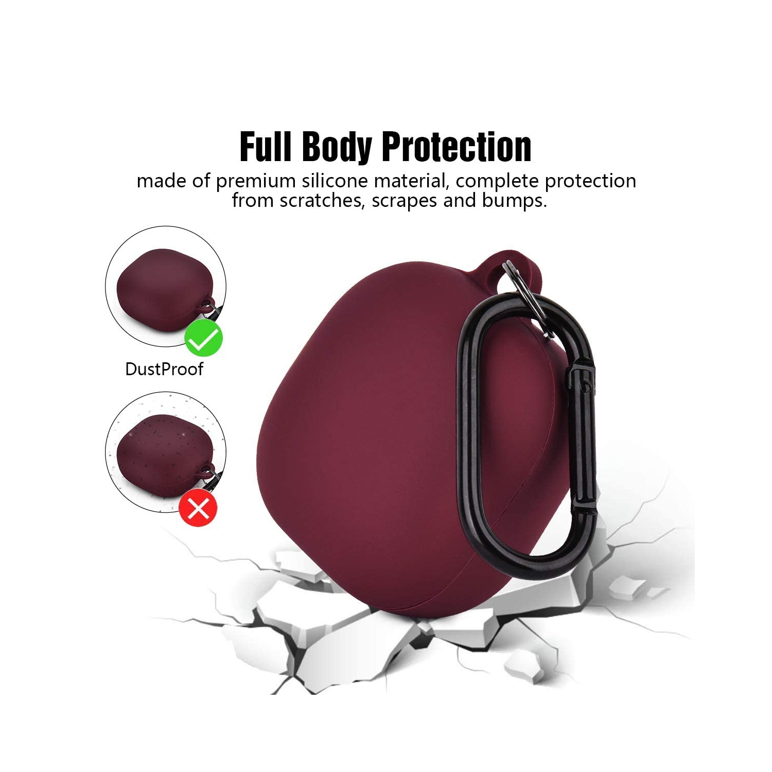 Étui en silicone compatible avec les Galaxy Buds 2 de Samsung/Étui pour Galaxy Buds 2 Pro (2021)/Étui pour Galaxy Buds Live (2020) (Bourgogne)